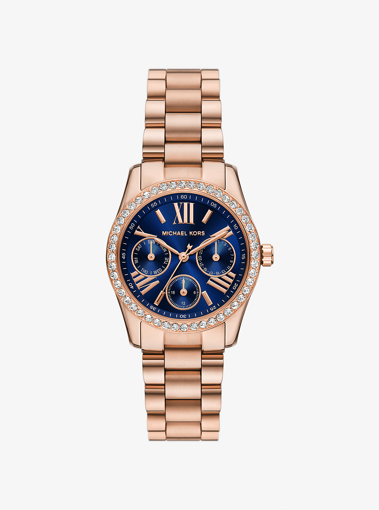 MK Mini Lexington Pavé Rose Gold-Tone Watch -