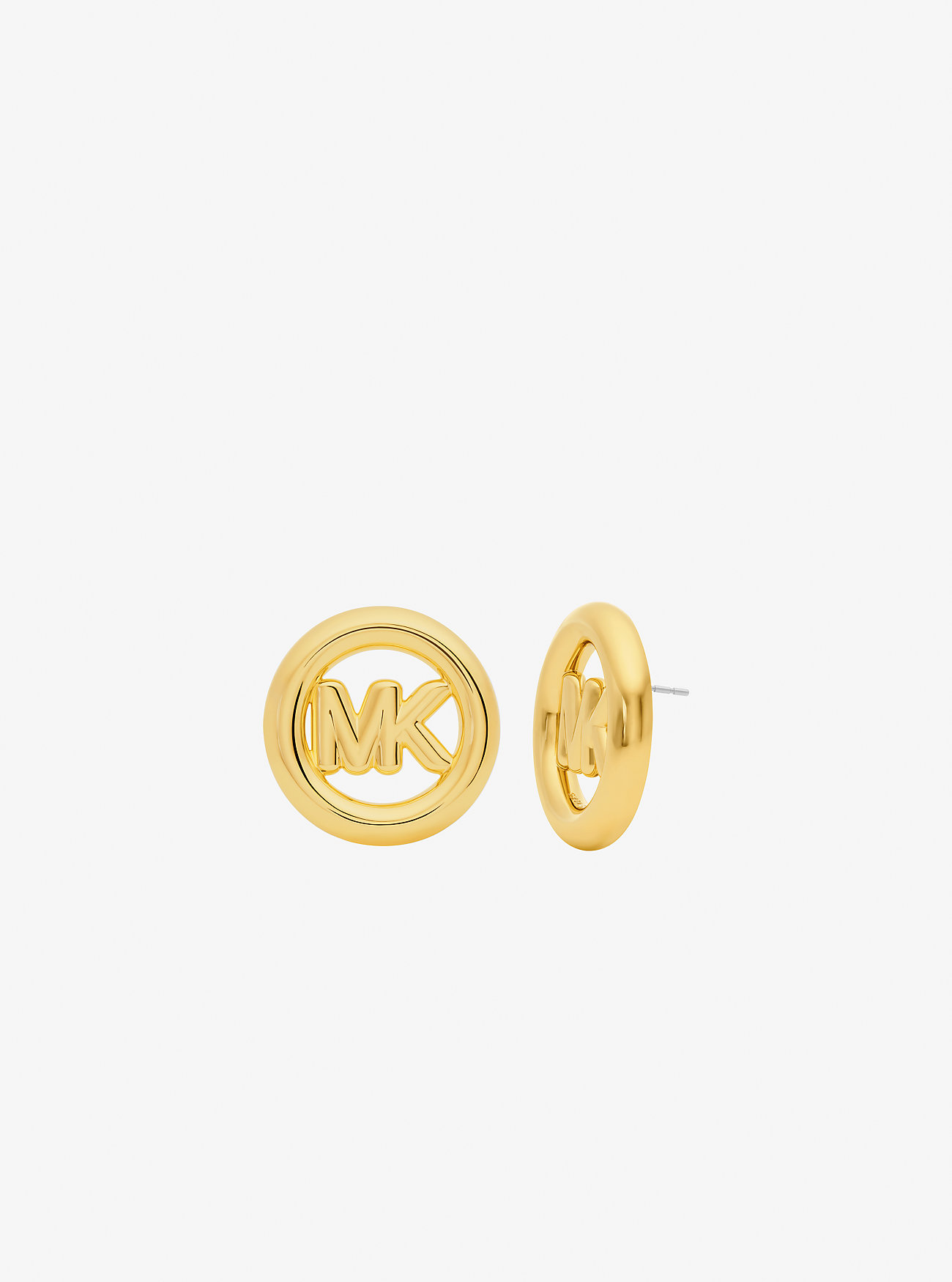 MK Large Logo Charm Stud Earrings -