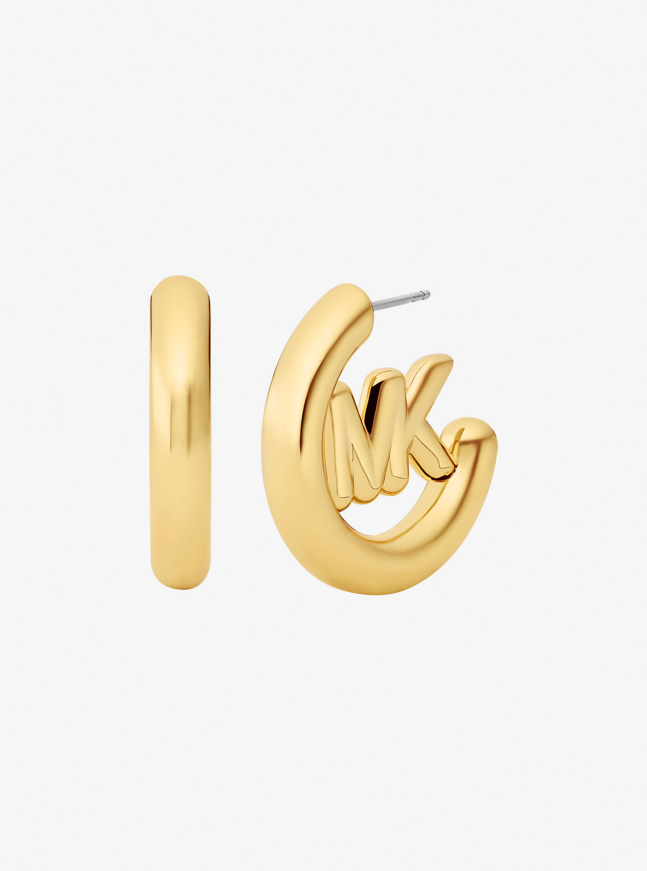 MK Large Logo Charm Hoop Earrings -