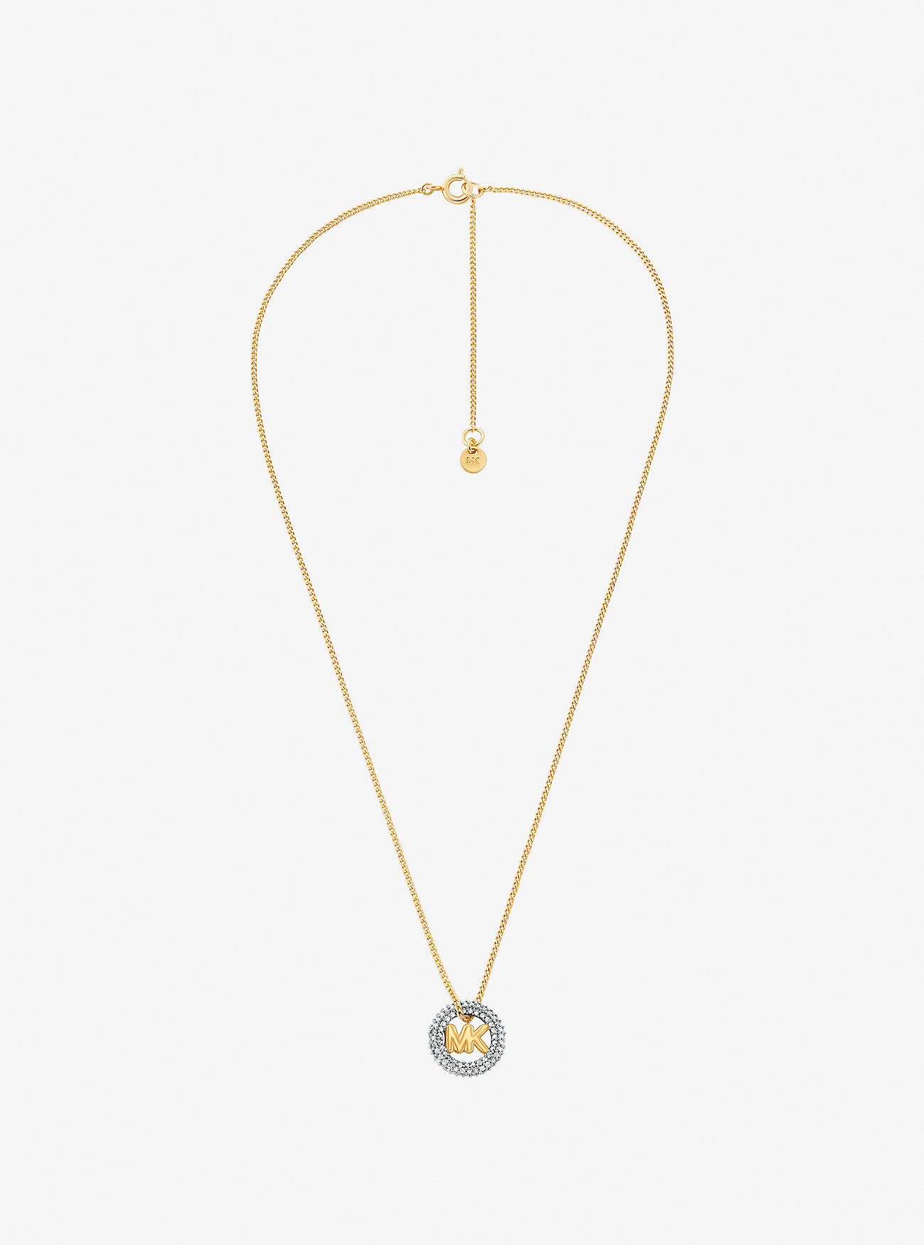 MK Pavé and Logo Charm Two-Tone Necklace -