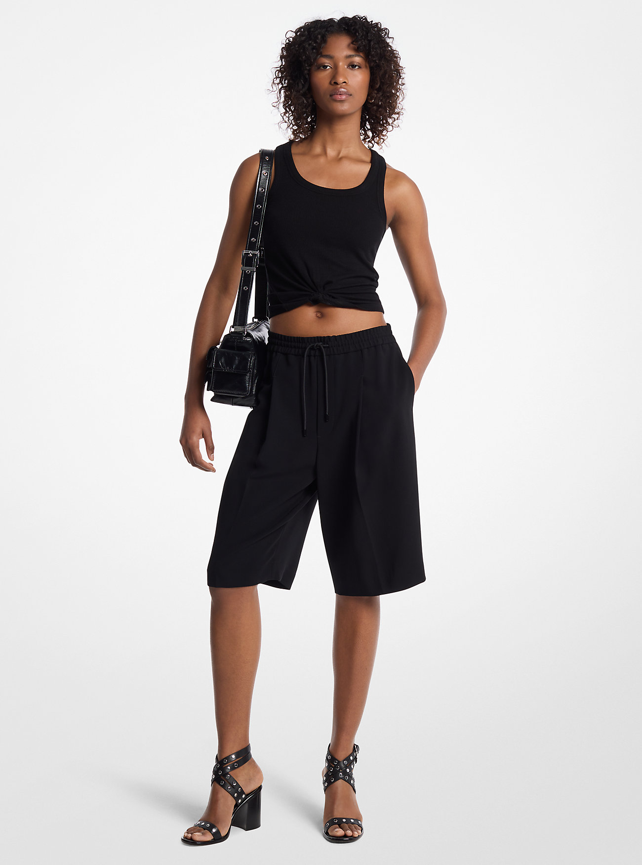 MK Textured Crepe Bermuda Track Shorts -