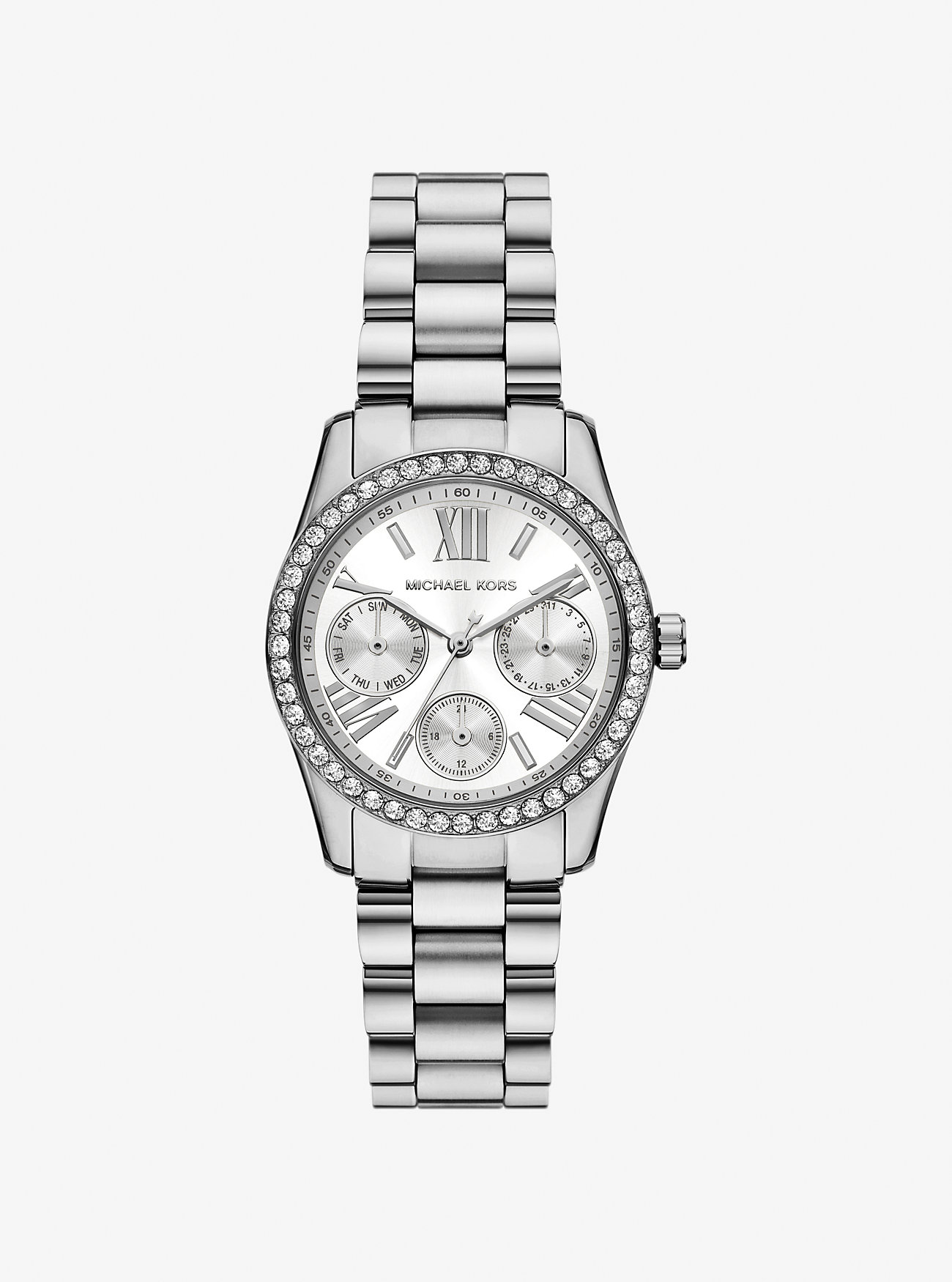 MK Mini Lexington Pavé Silver-Tone Watch -