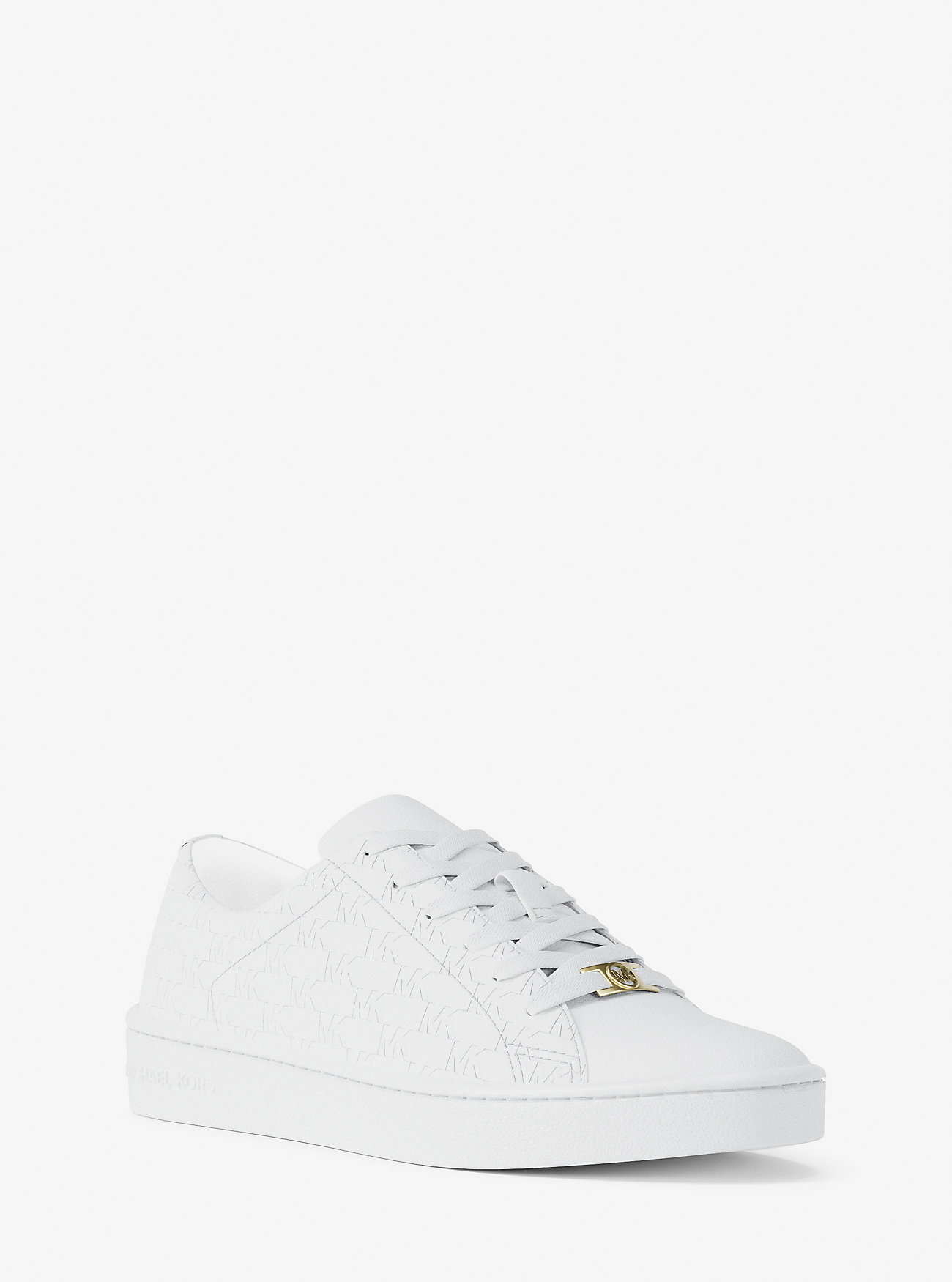 MK Keaton Logo Debossed Leather Trainers - by MICHAEL Michael Kors