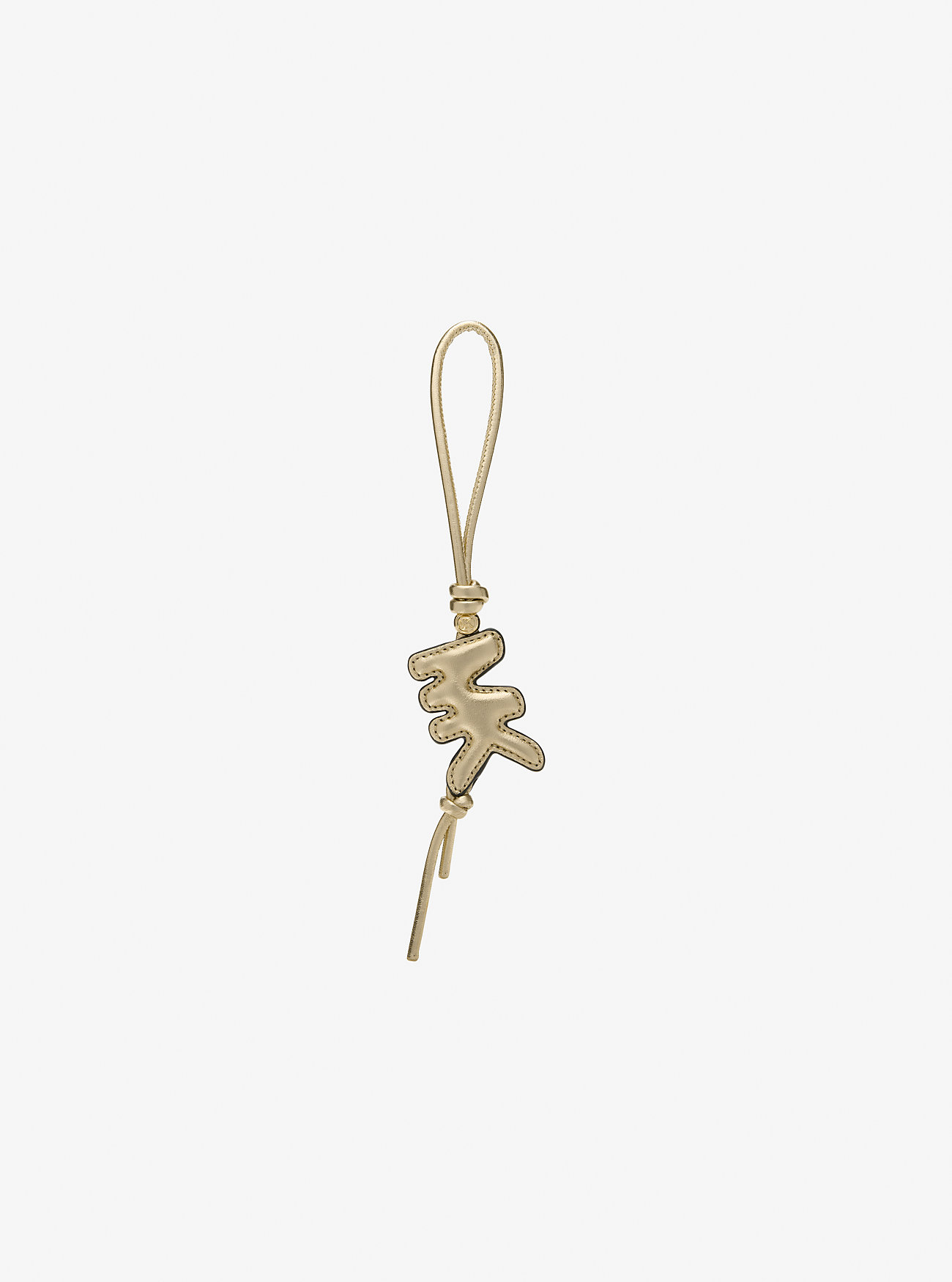 MK Metallic Puffy Logo Leather Bag Charm -