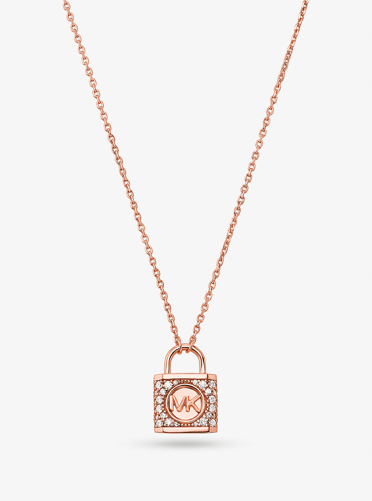 MK Precious Metal-Plated Sterling Silver Pavé Lock Necklace -