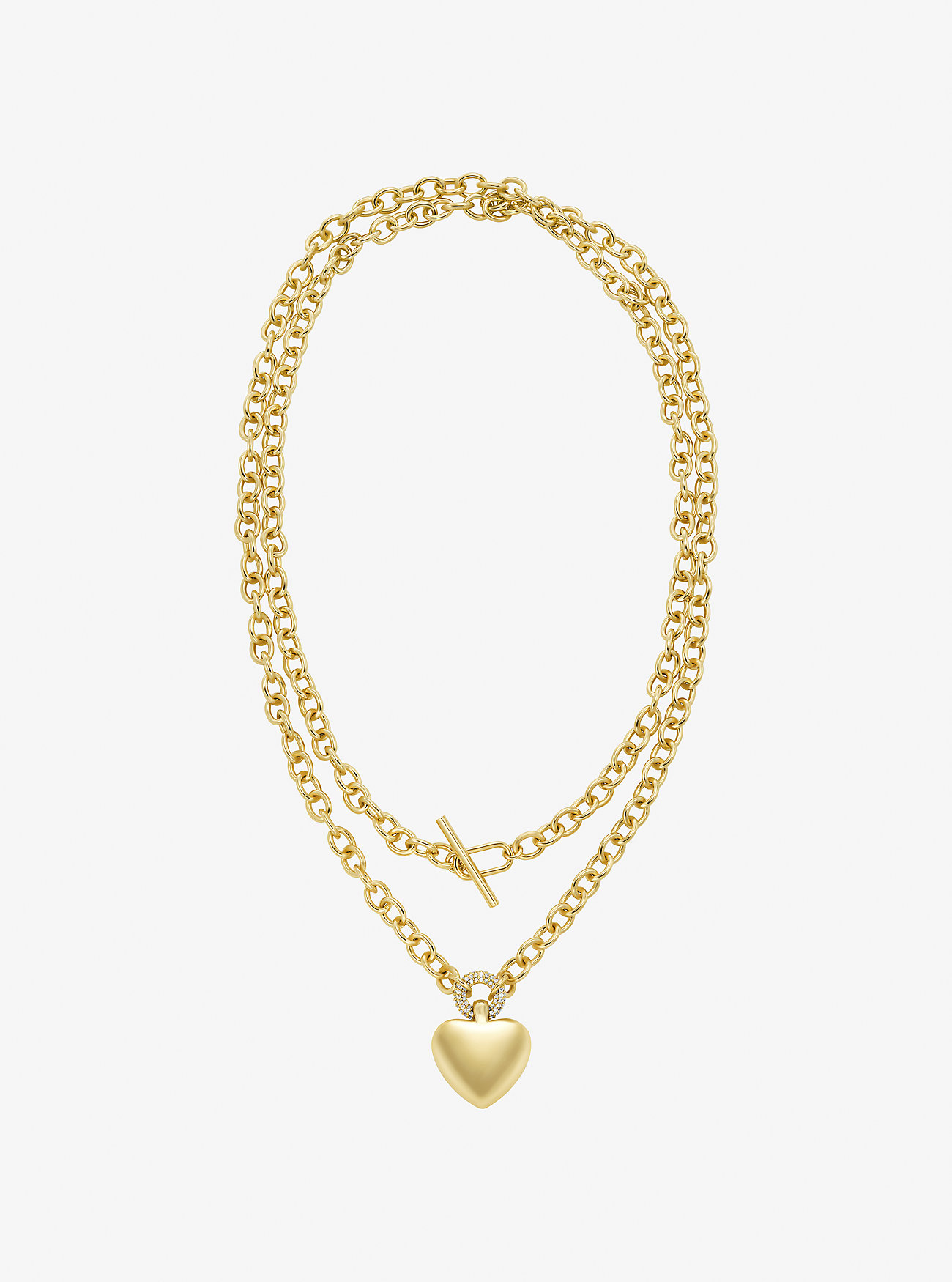 MK Pavé Puffy Heart Pendant Necklace -