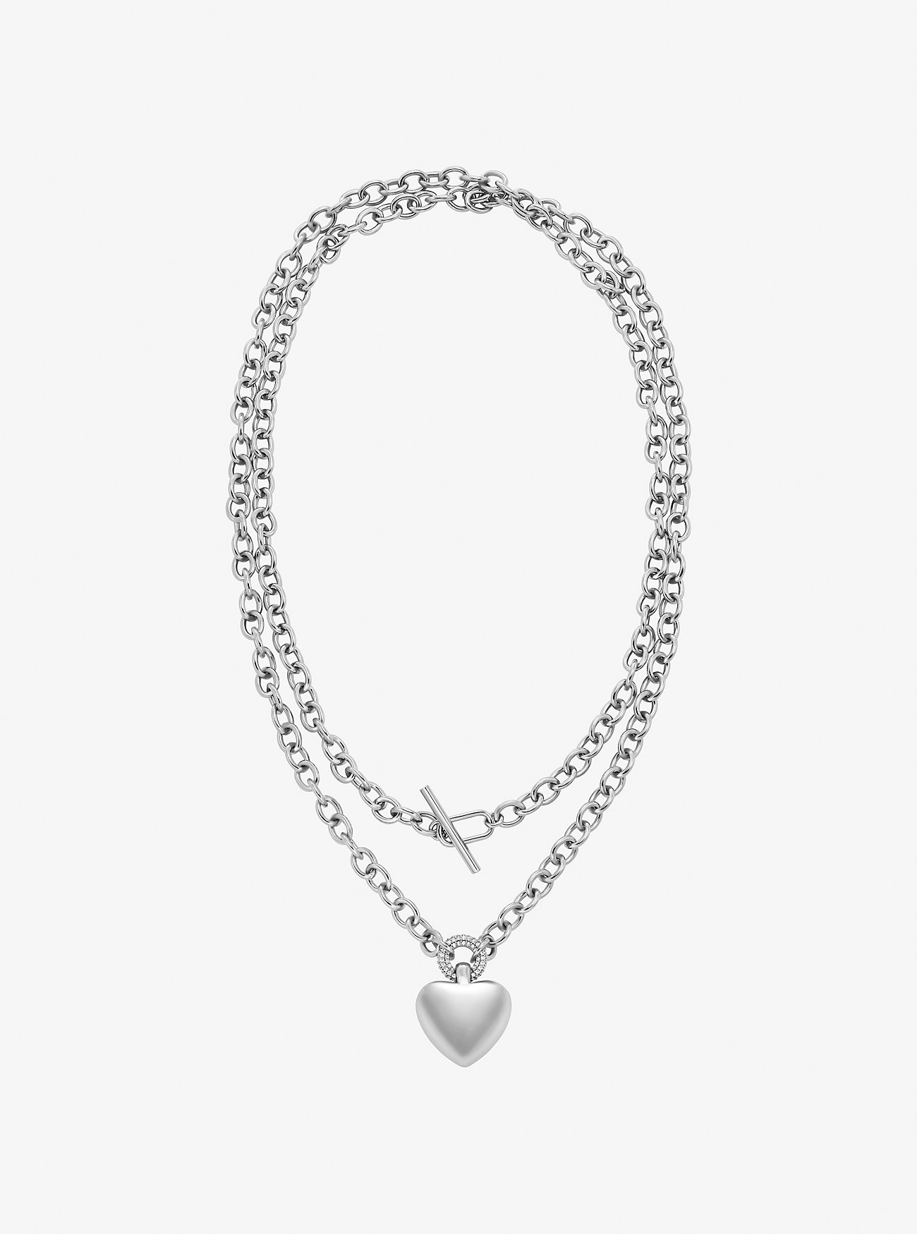 MK Pavé Puffy Heart Pendant Necklace -