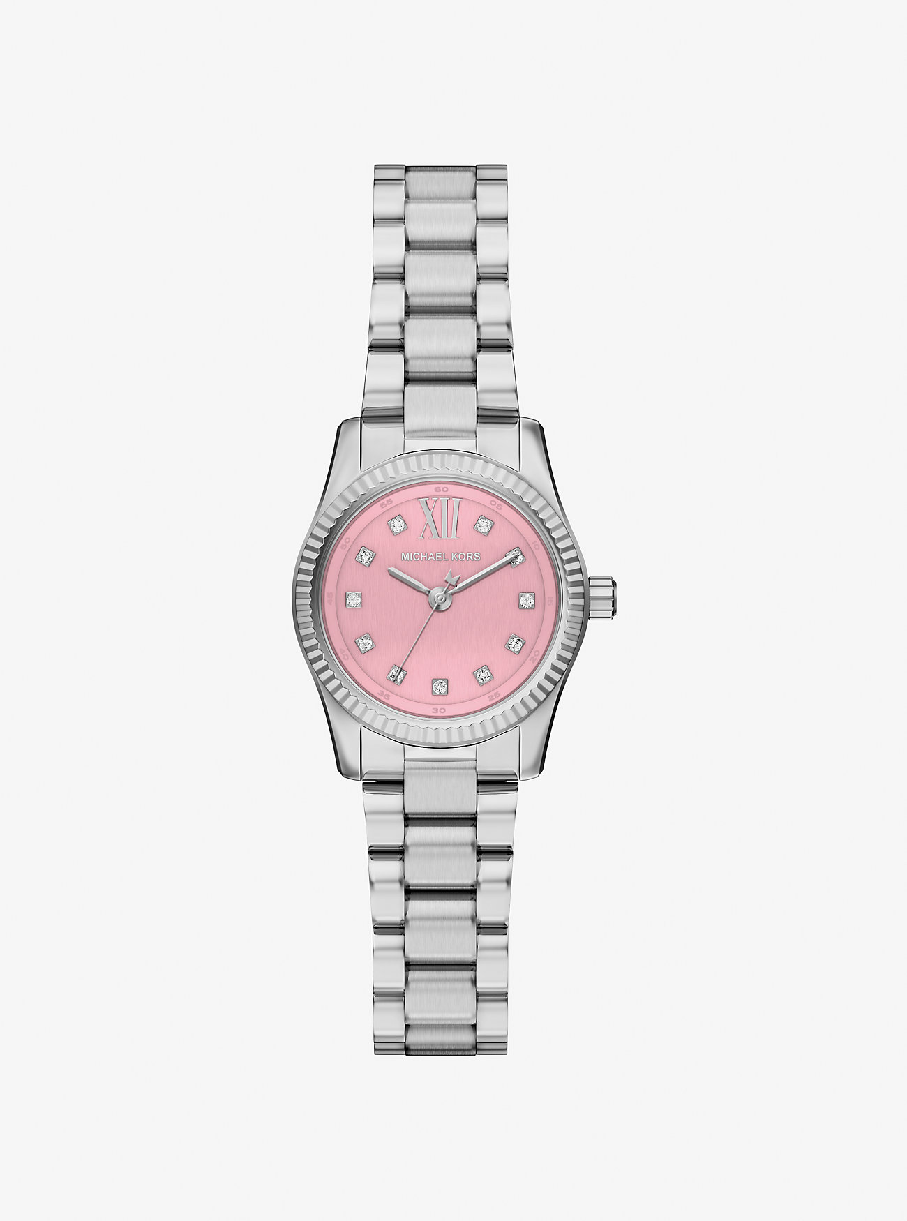 MK Petite Lexington Pavé Silver-Tone Watch -
