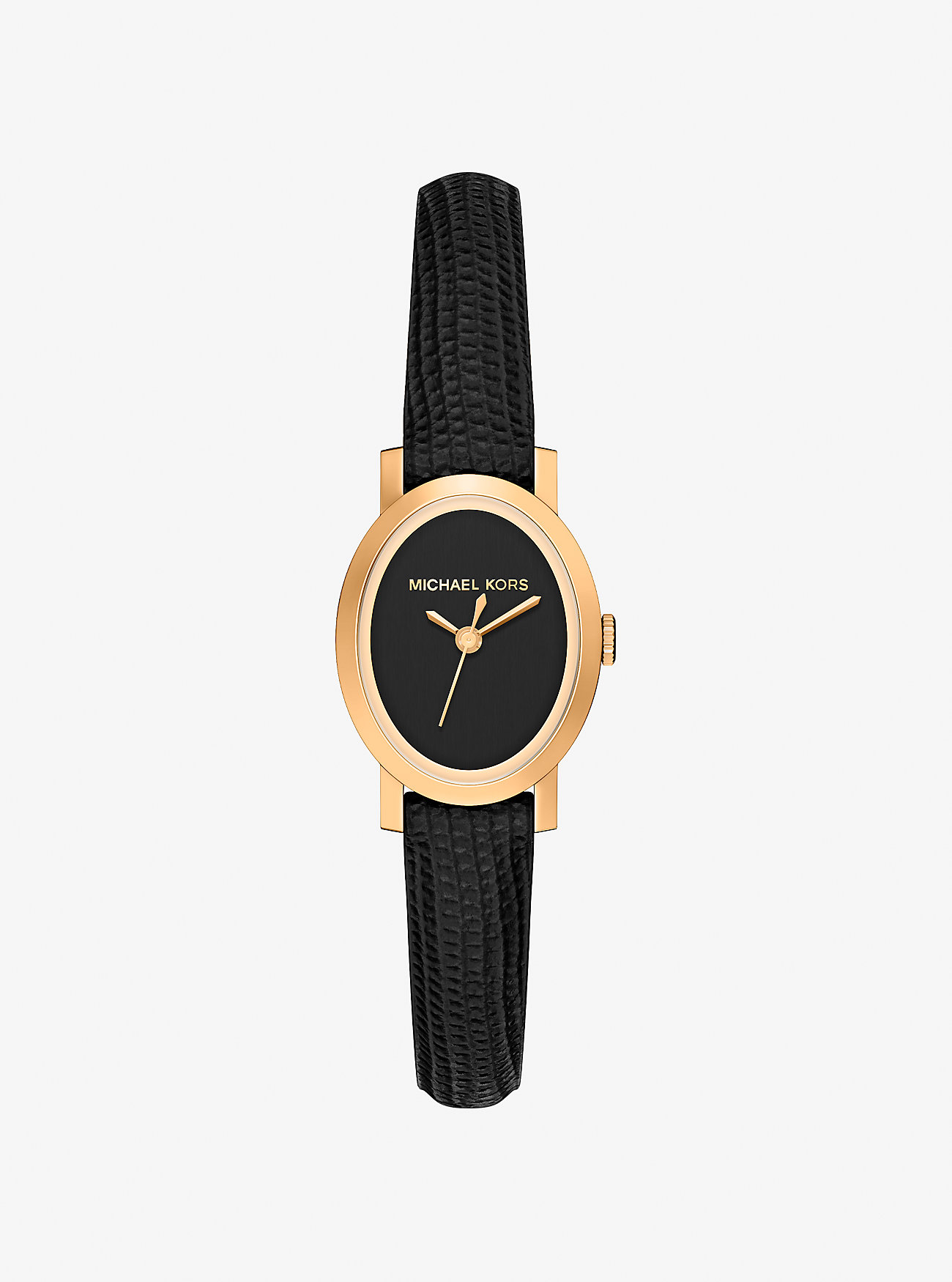 MK Petite Maude Gold-Tone and Lizard Embossed Leather Watch -