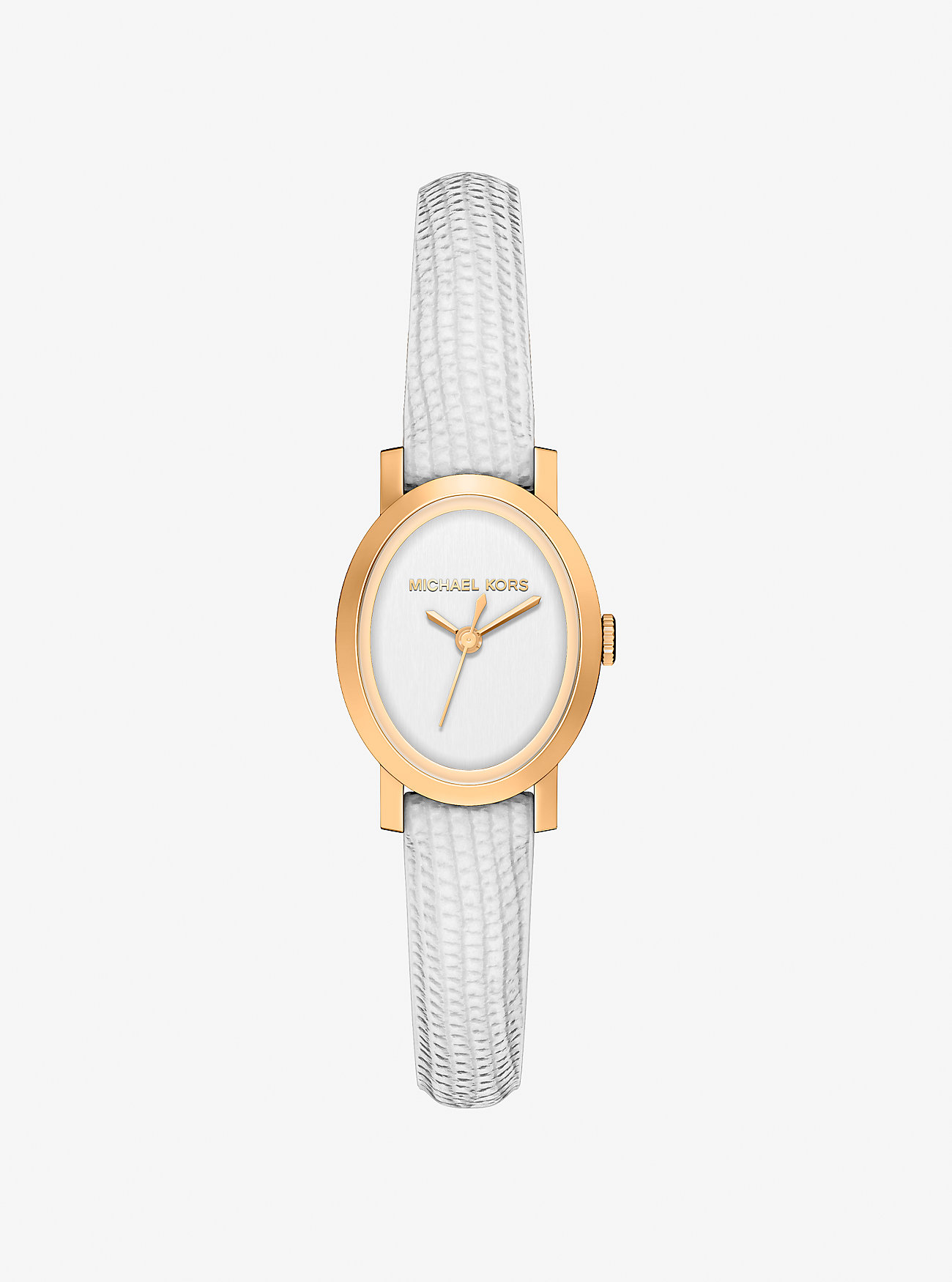 MK Petite Maude Gold-Tone and Lizard Embossed Leather Watch -