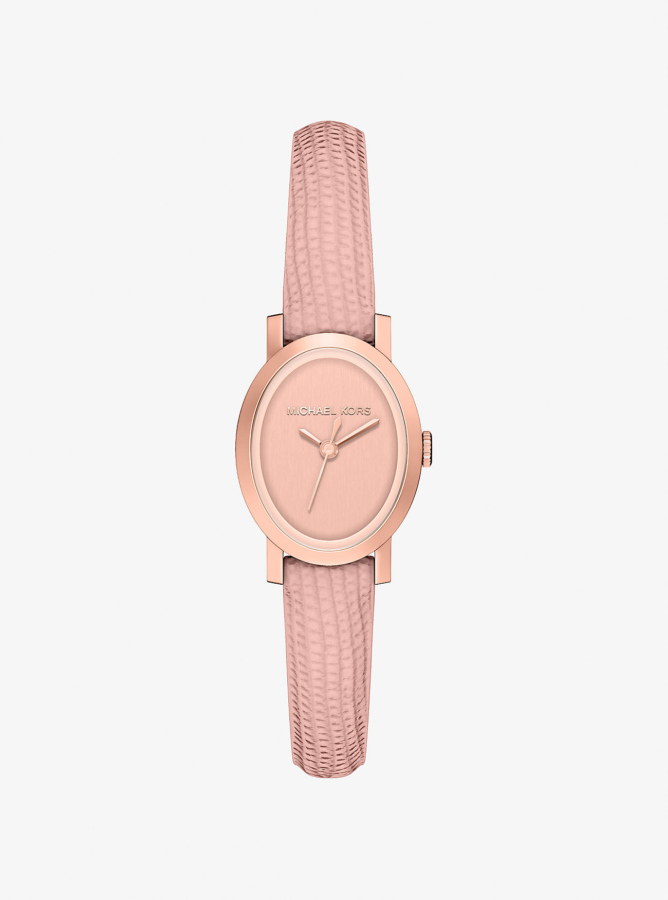 MK Petite Maude Rose Gold-Tone and Lizard Embossed Leather Watch -