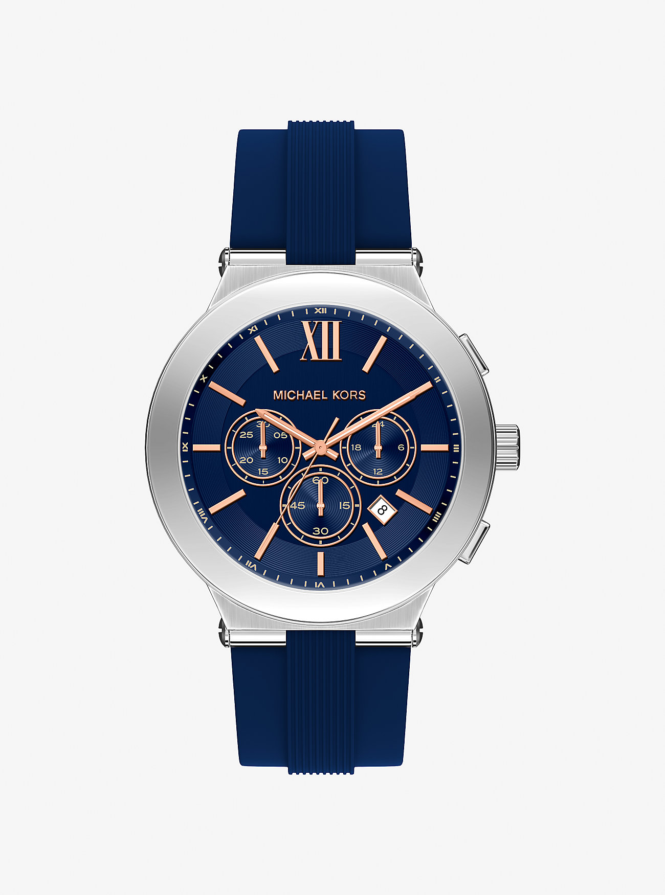 MK Oversized Billie Silver-Tone and Silicone Watch -