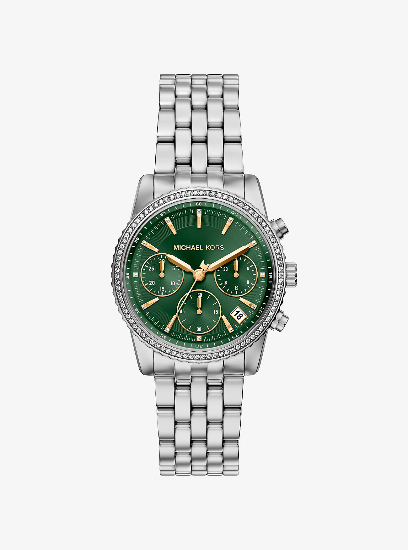 MK Bryant Pavé Silver-Tone Watch -