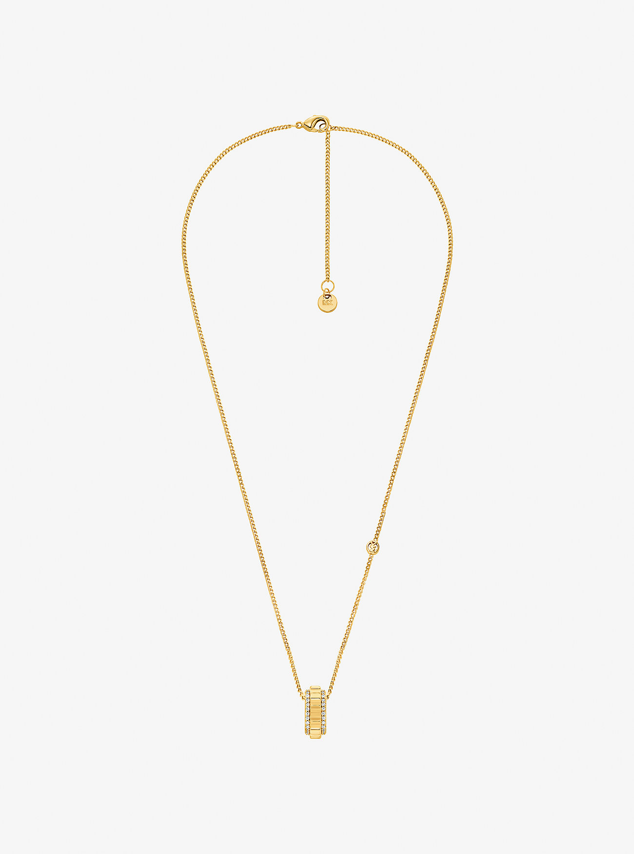 MK Pavé Gold-Tone Brass Ring Necklace -