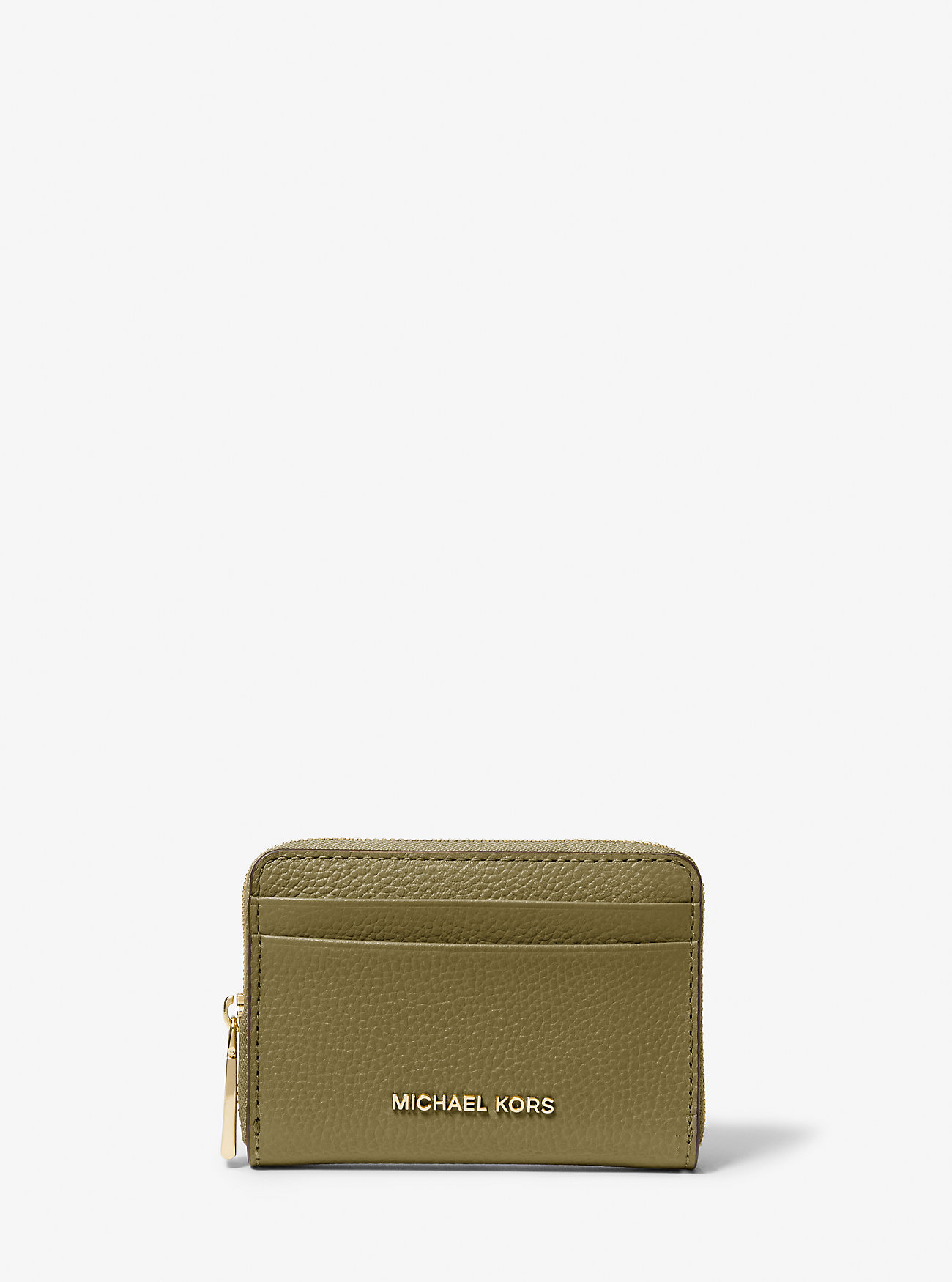 MK Jet Set Small Pebbled Leather Zip-Around Card Case -