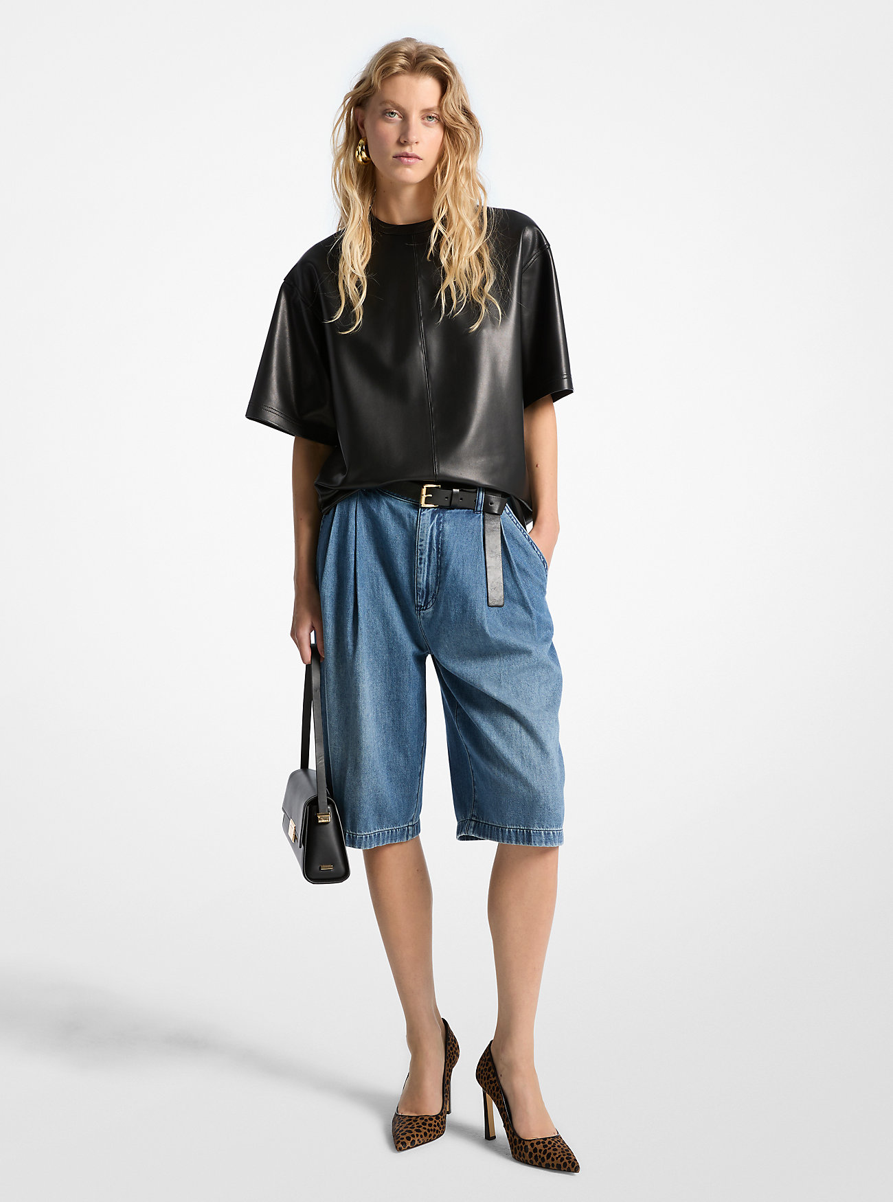 MK Pleated Bermuda Denim Shorts - by MICHAEL Michael Kors