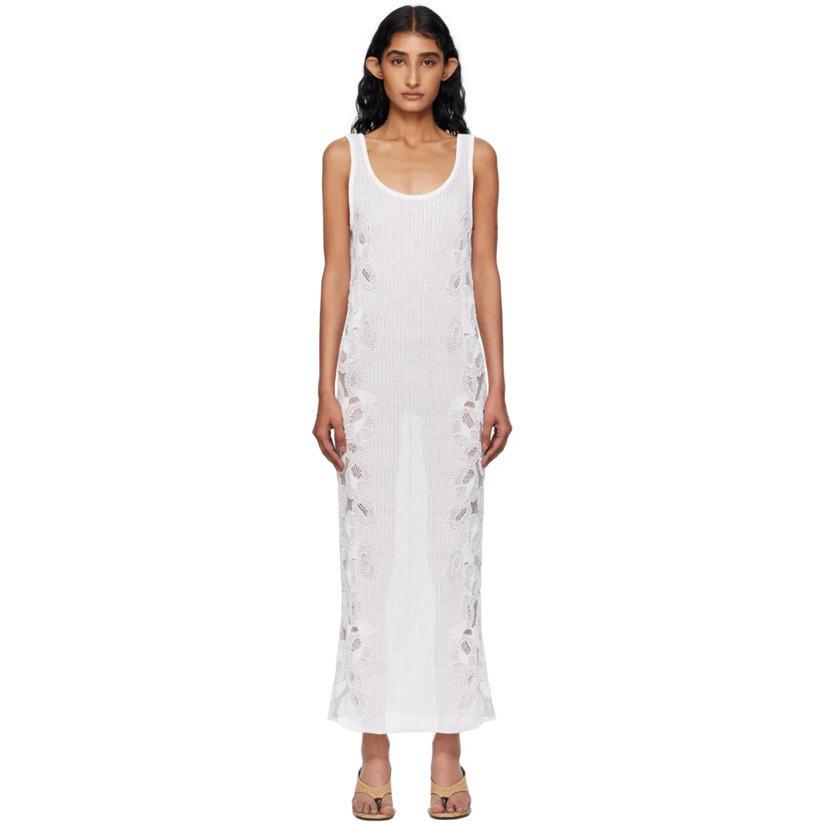 Guipure Lace Flower Midi Dress