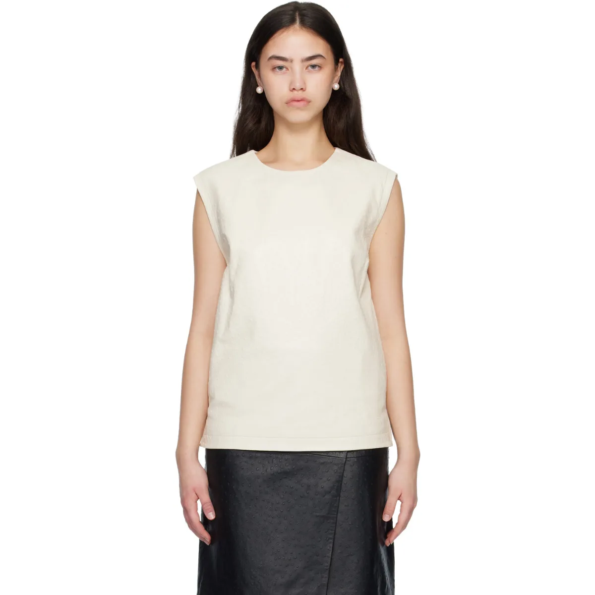 Off-White FIZA Ostrich-Effect Leather Blouse