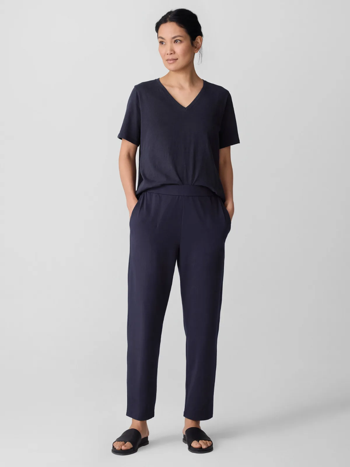 Pima Cotton Stretch Jersey Tapered Pant by EILEEN FISHER