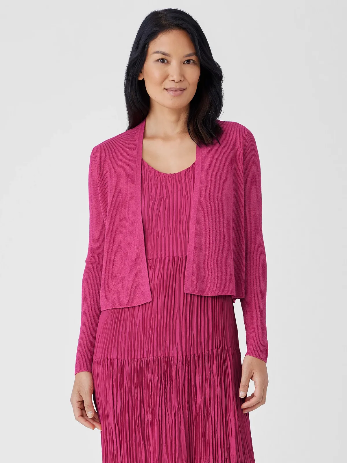 Organic Linen Cotton Airy Tuck Cropped Cardigan