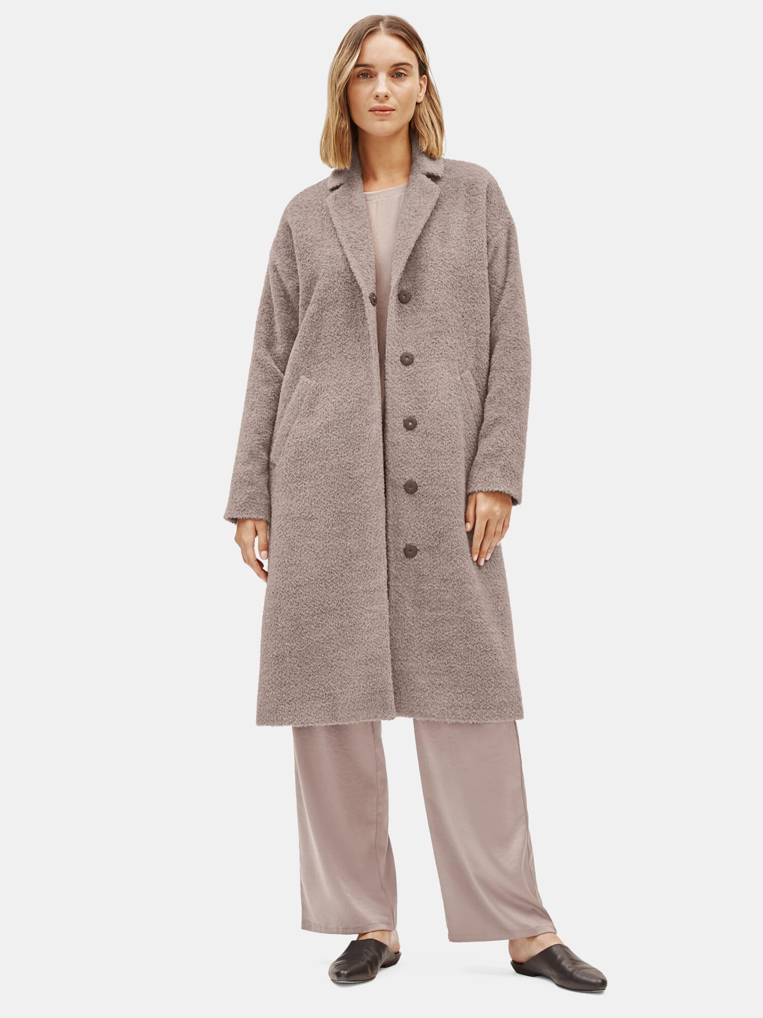 Sheared Suri Alpaca Boxy Coat by EILEEN FISHER