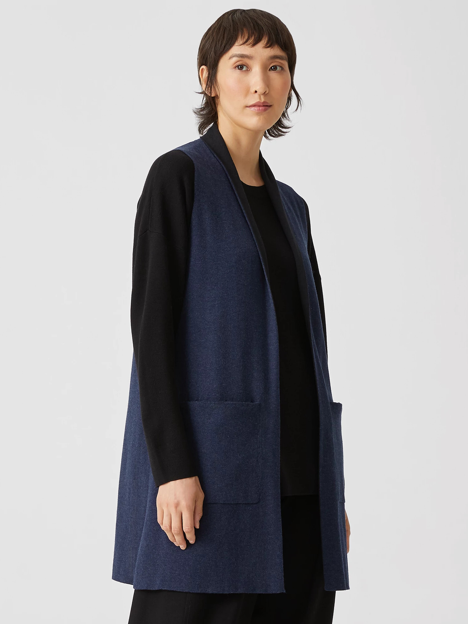 Peruvian Organic Cotton Blend Long Vest by EILEEN FISHER