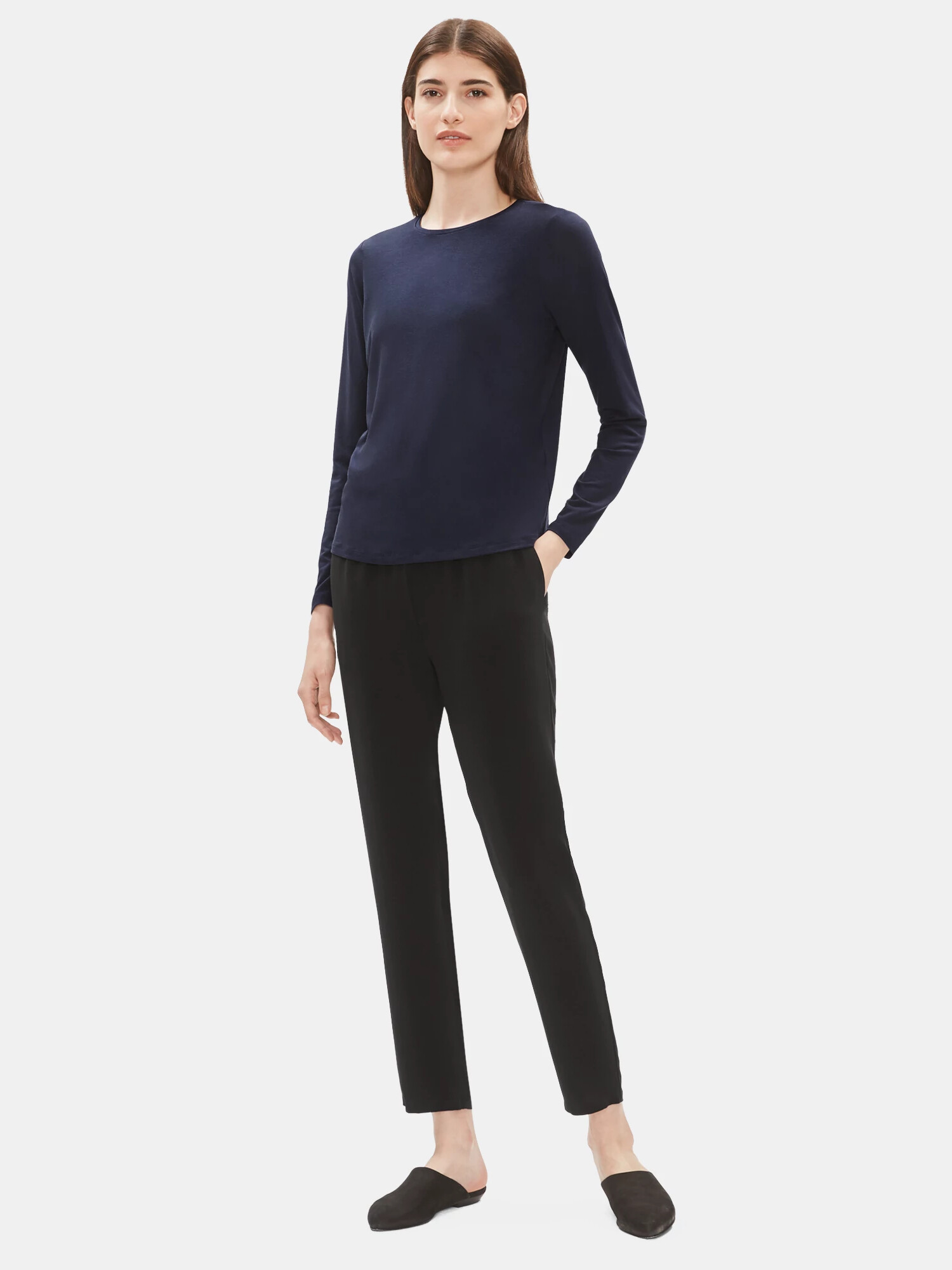 System Lightweight Viscose Jersey Crew Neck Top
