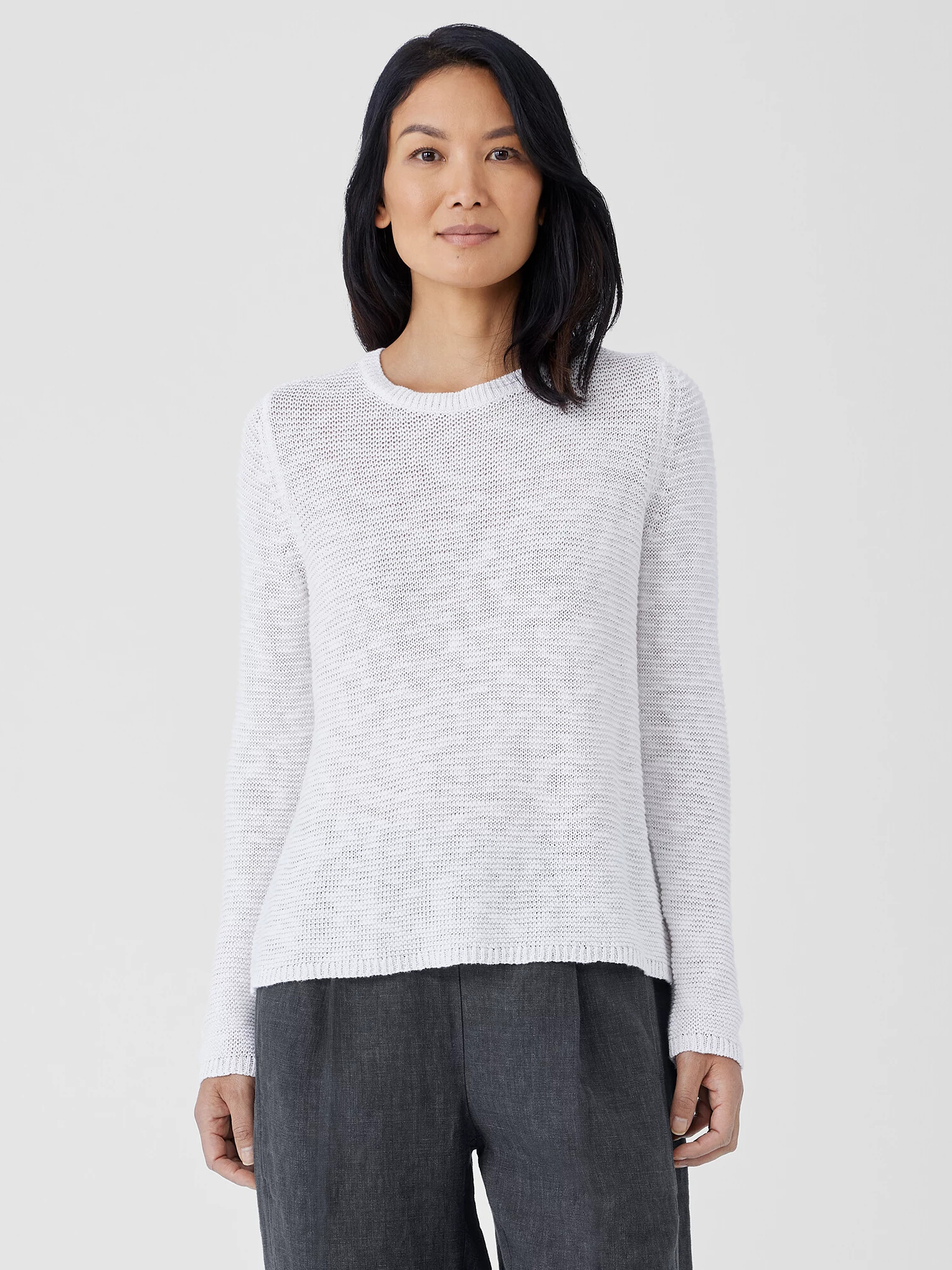Organic Linen Cotton Slub Crew Neck Top by EILEEN FISHER