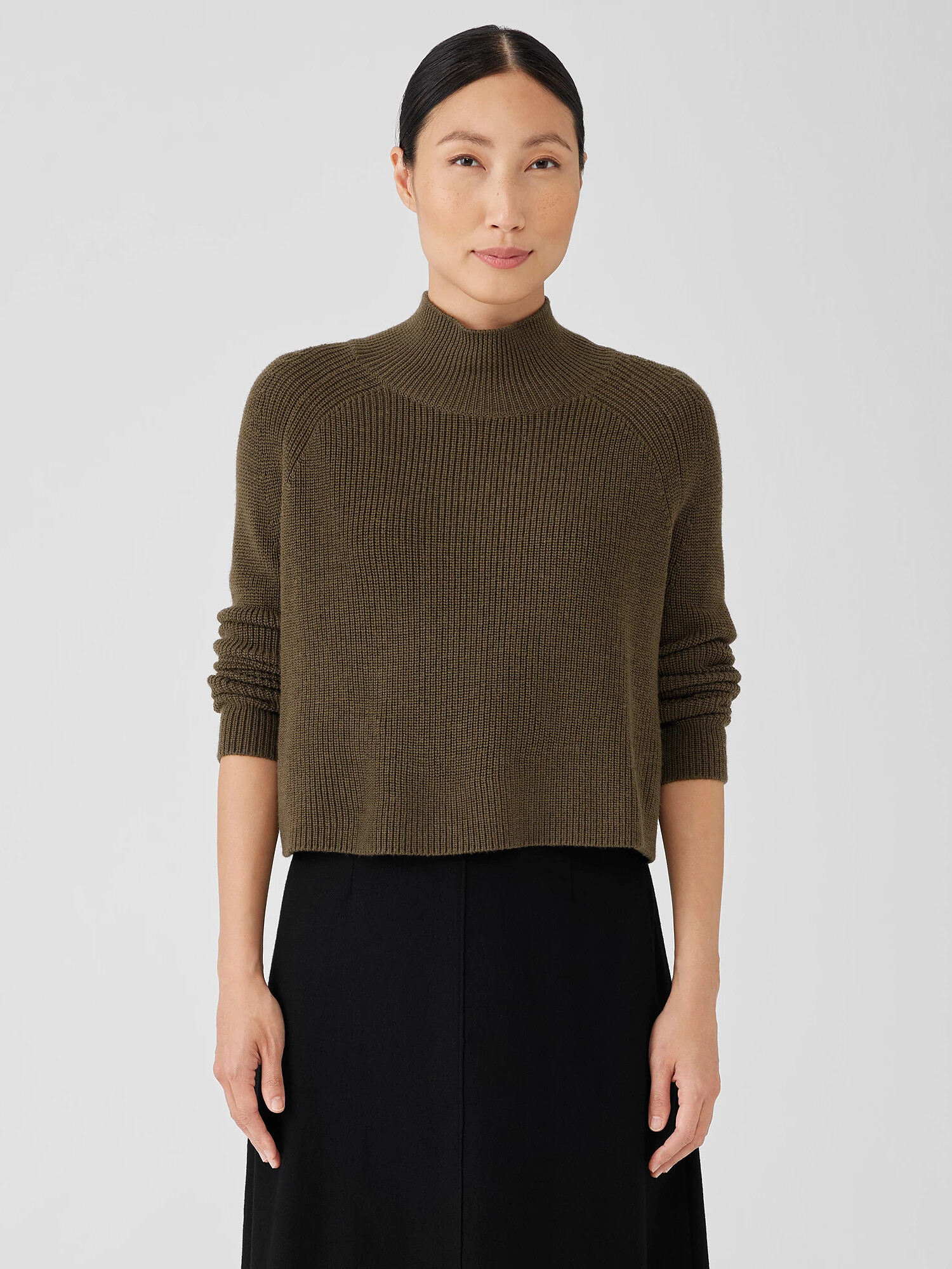 Merino Cropped Turtleneck Top