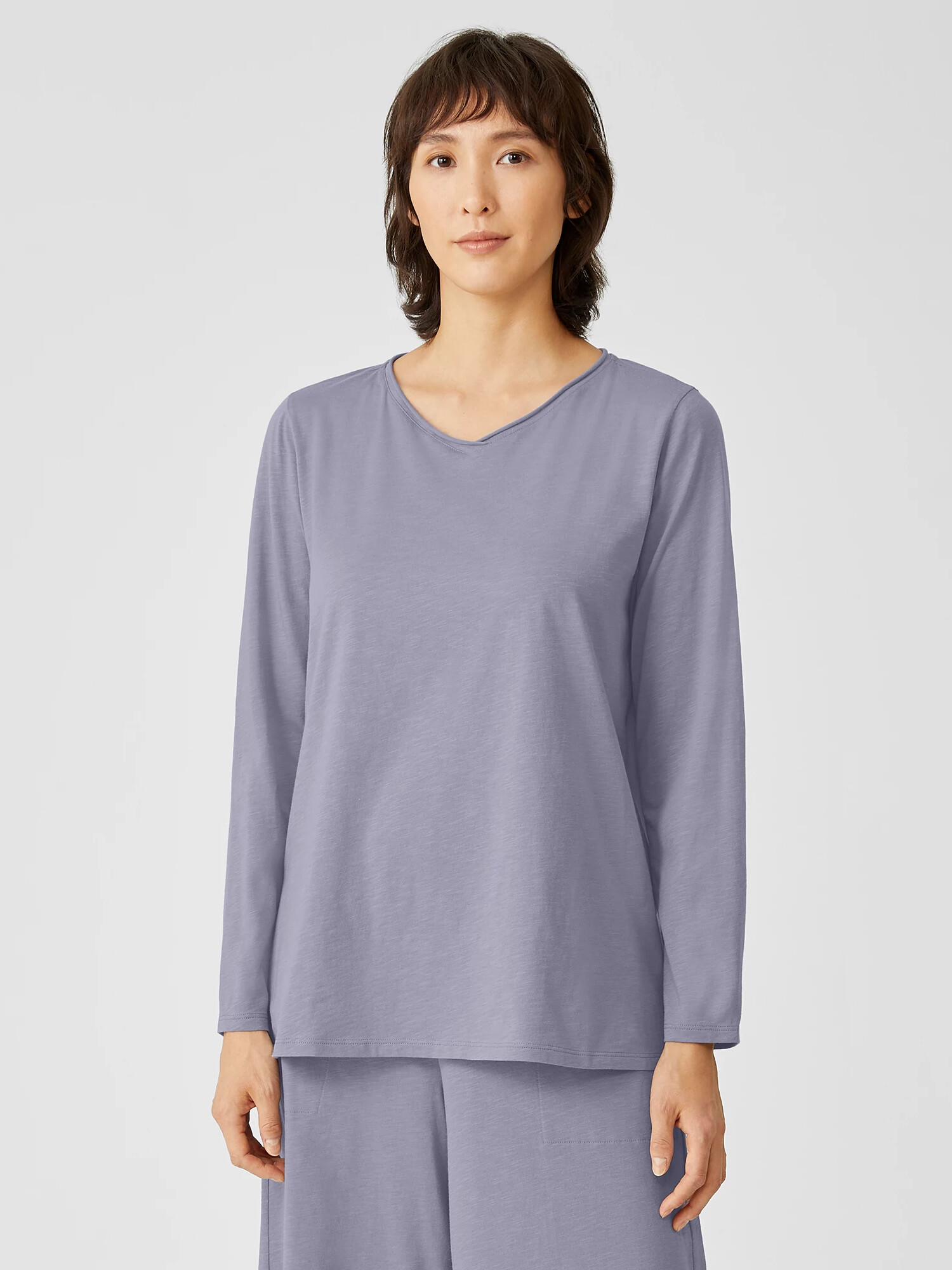 Slubby Organic Cotton V-Neck Sleep Top by EILEEN FISHER