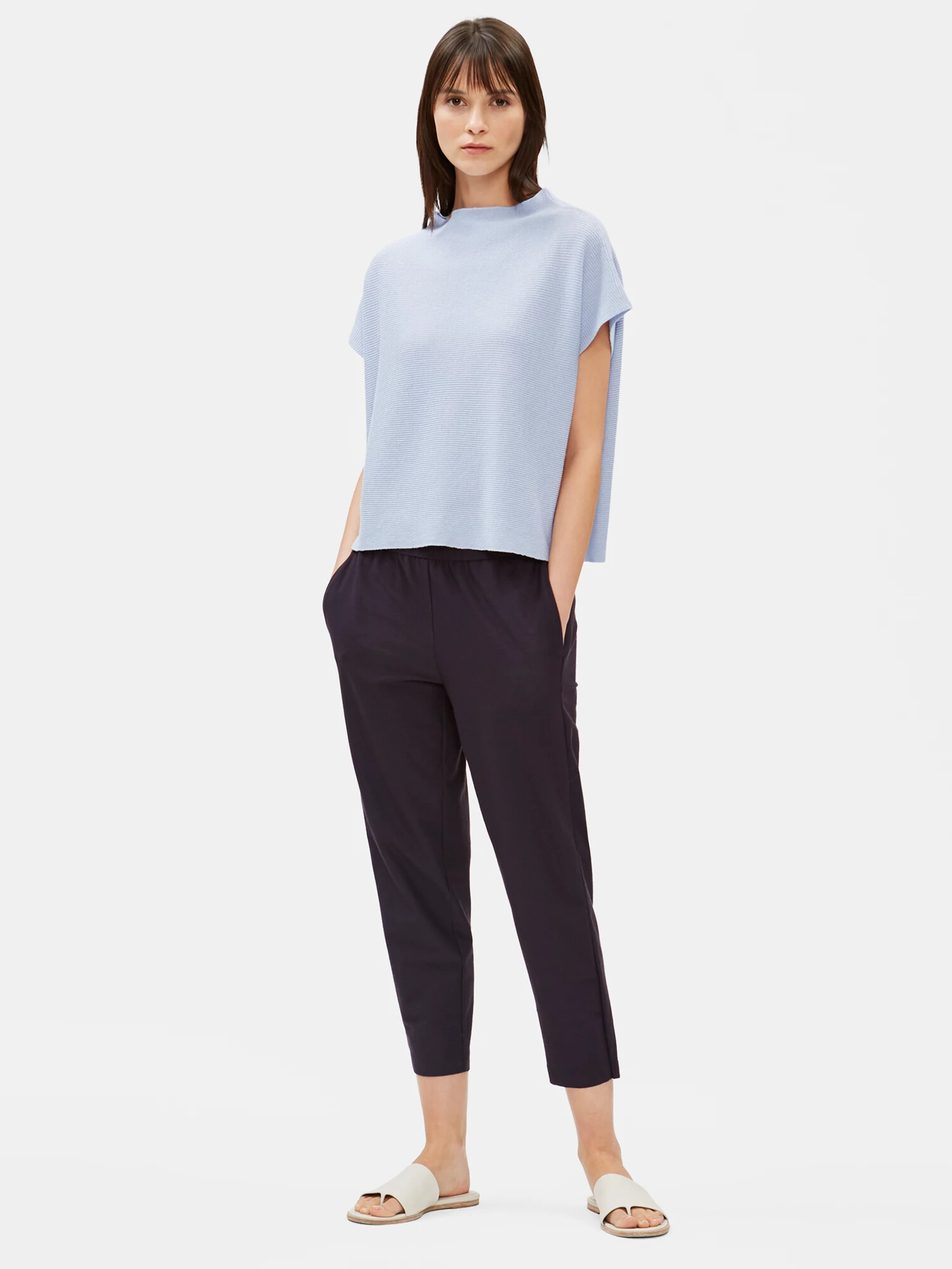 Organic Linen Cotton Funnel Neck Top