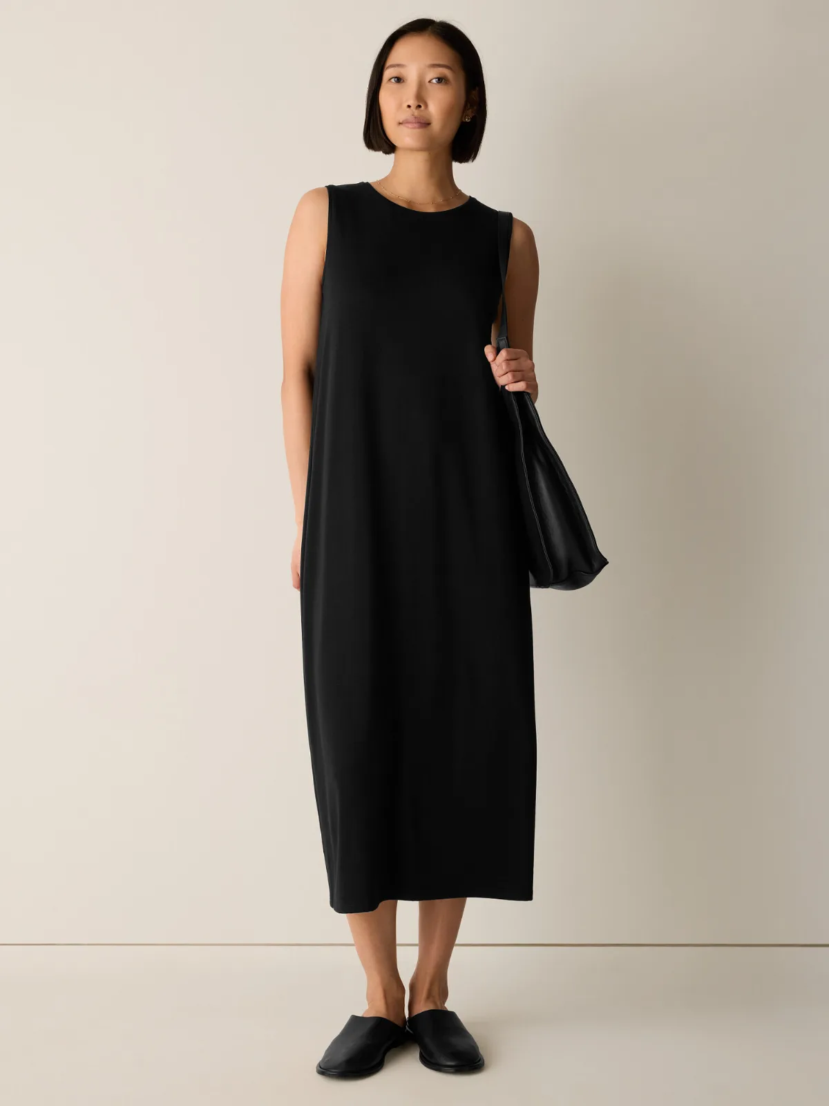Stretch Jersey Knit Round Neck Dress