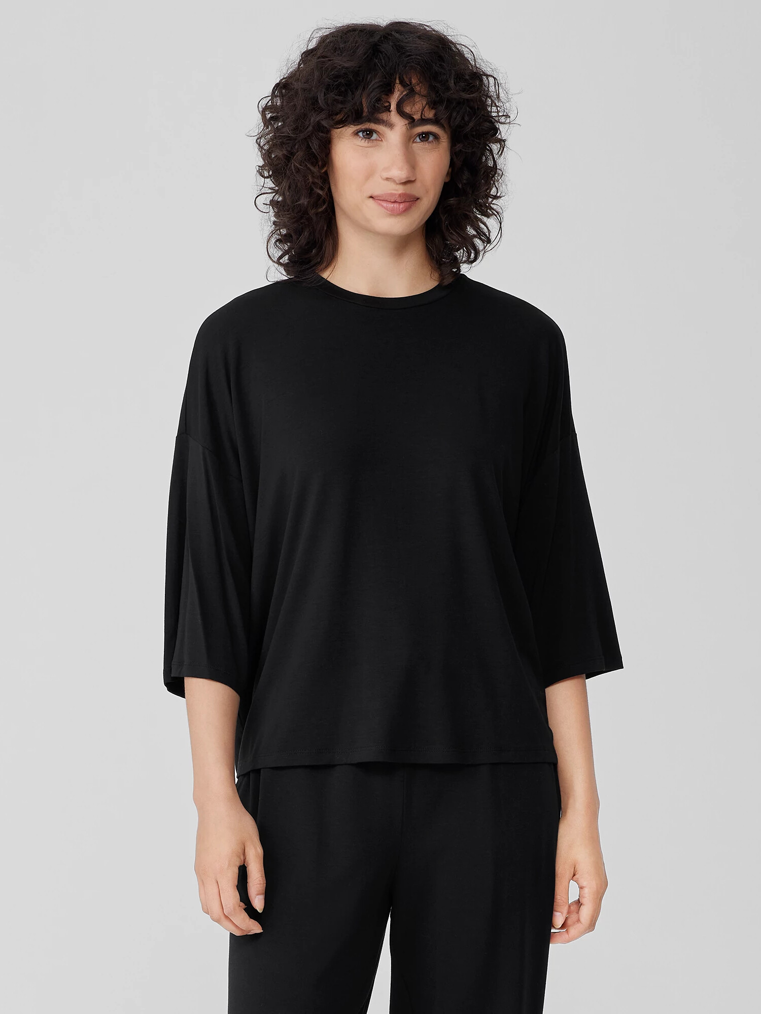 Fine Jersey Column-Sleeve Top