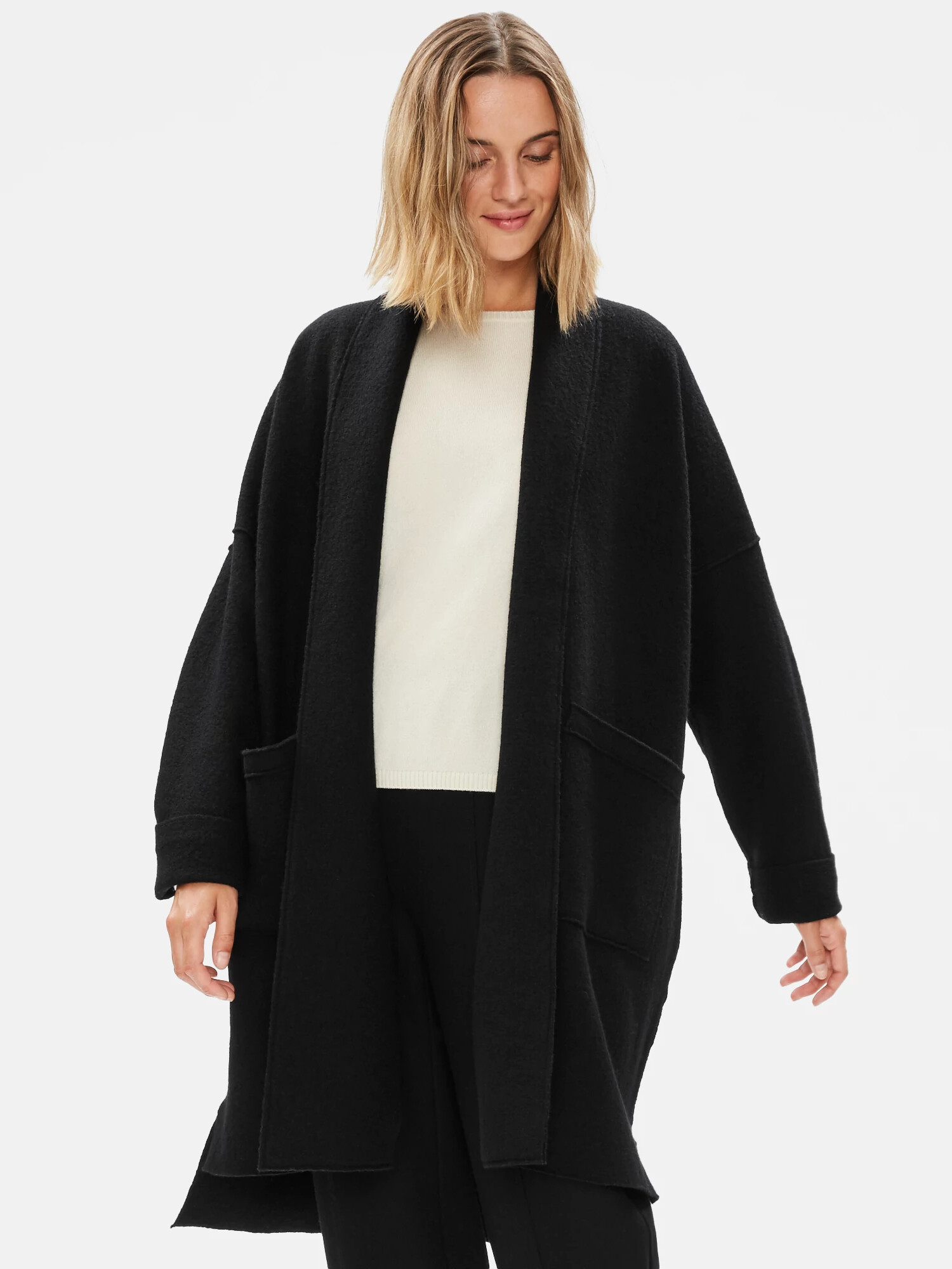 Boiled Wool Shawl Collar Jacket