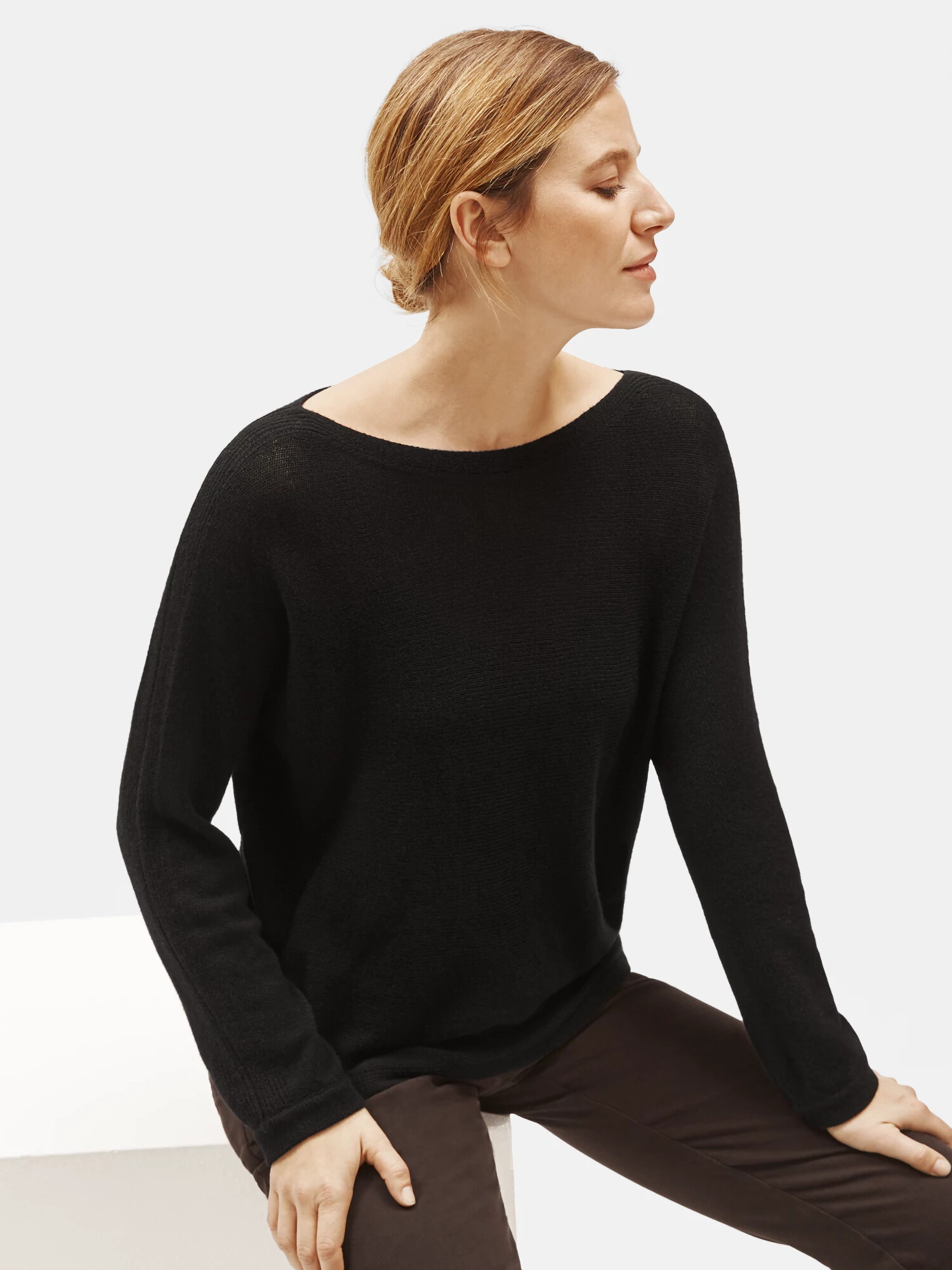 Italian Cashmere Bateau Neck Box-Top