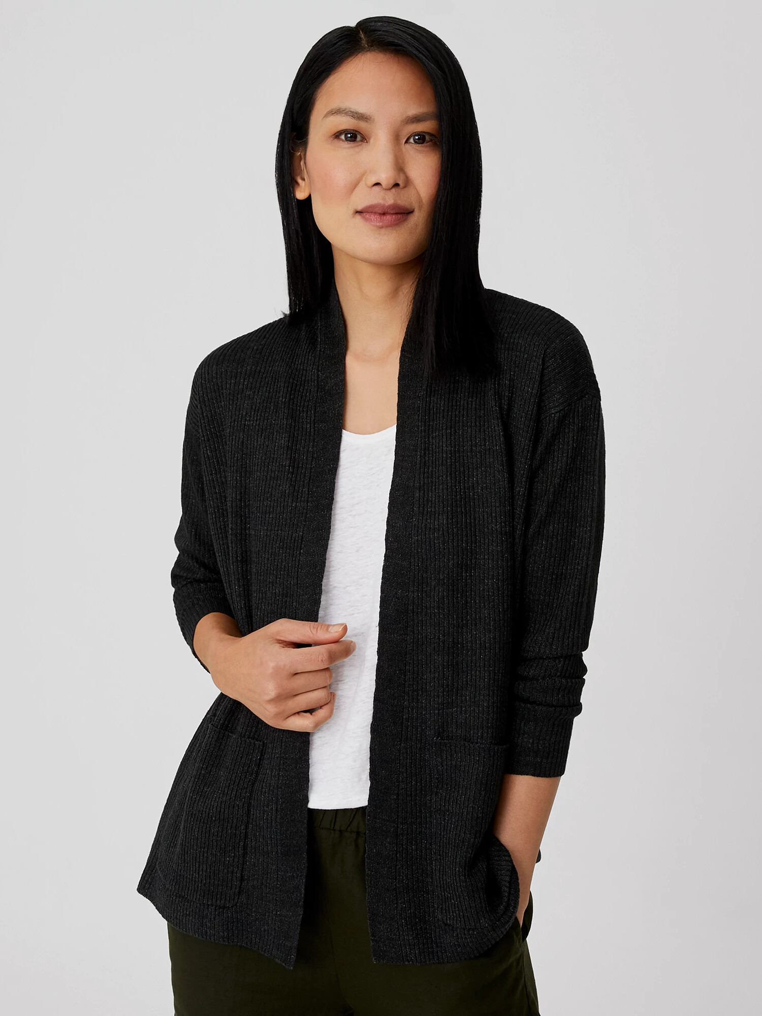 Organic Linen Delave High Collar Cardigan