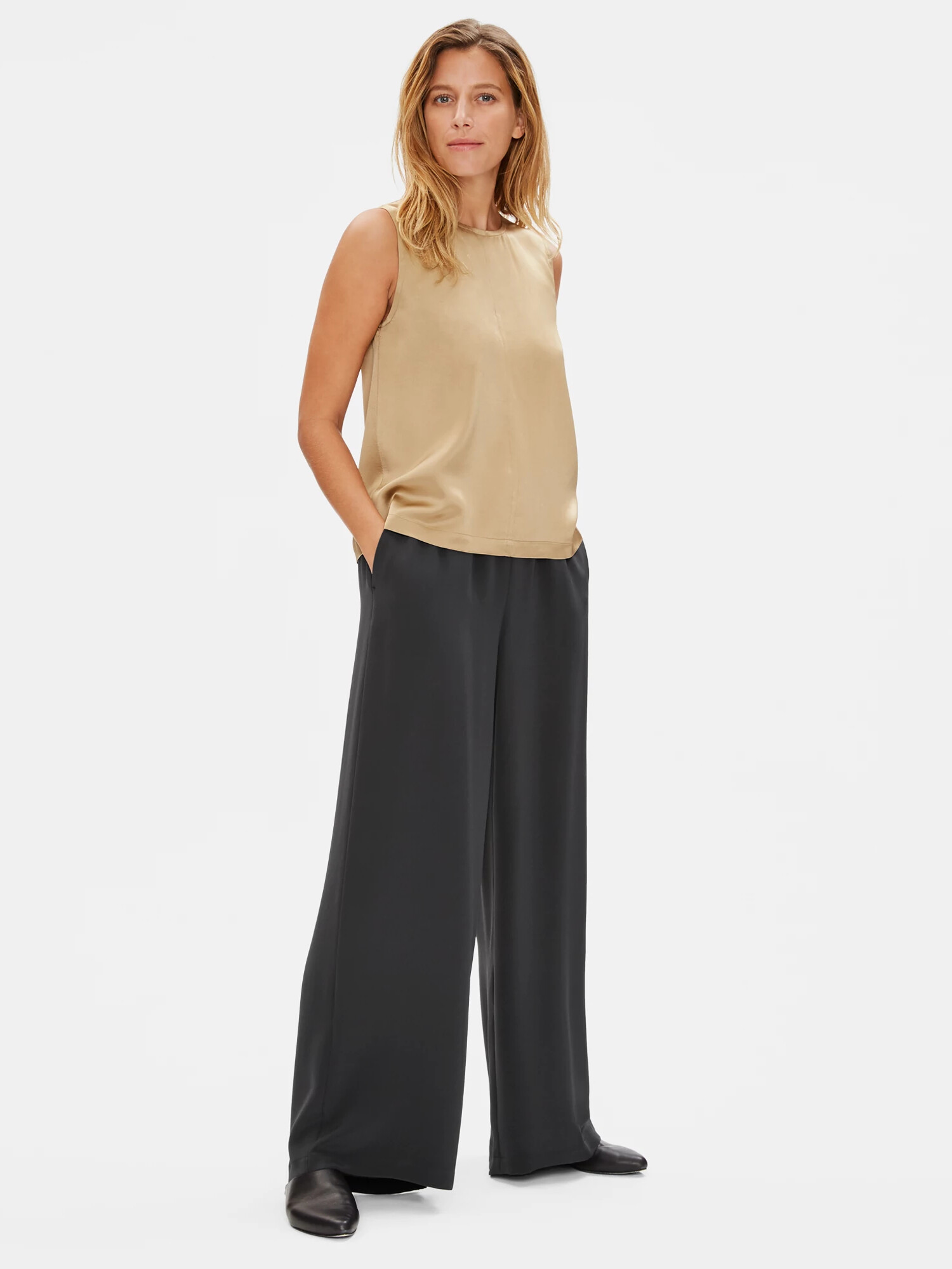 Limited Edition Silk Double Crepe Wide-Leg Pant