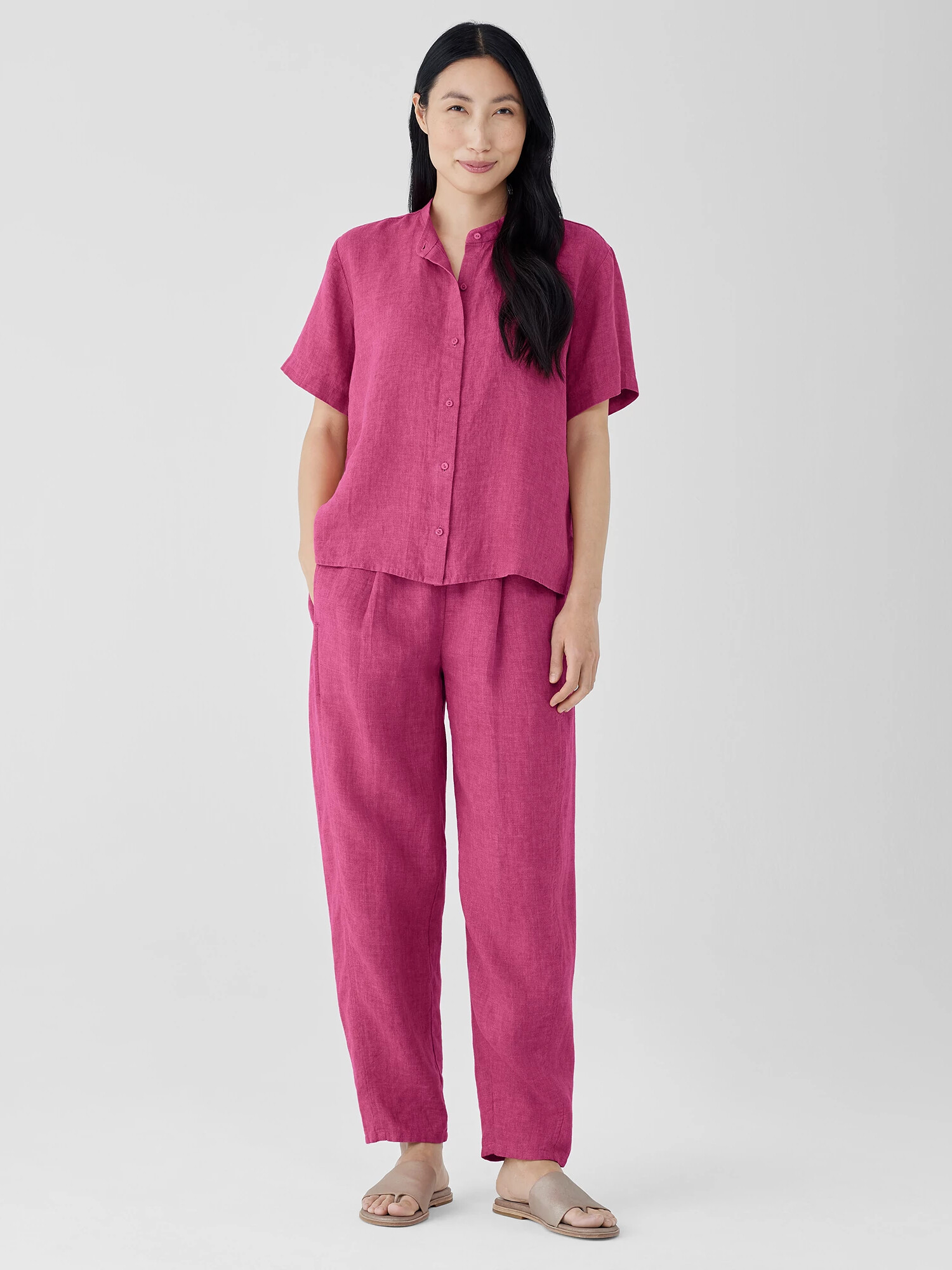 Washed Organic Linen Delave Lantern Pant