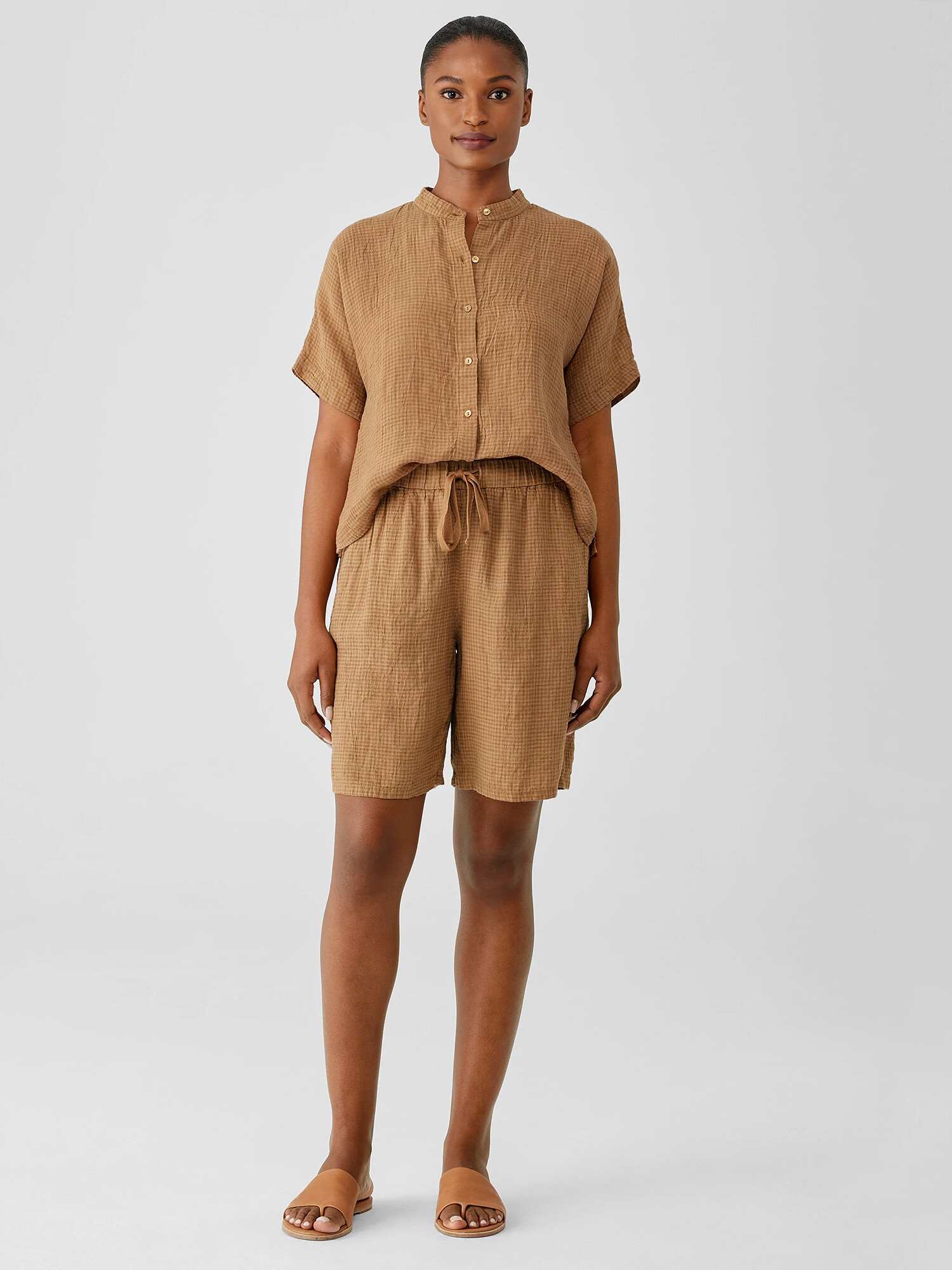 Puckered Organic Linen Shorts by EILEEN FISHER