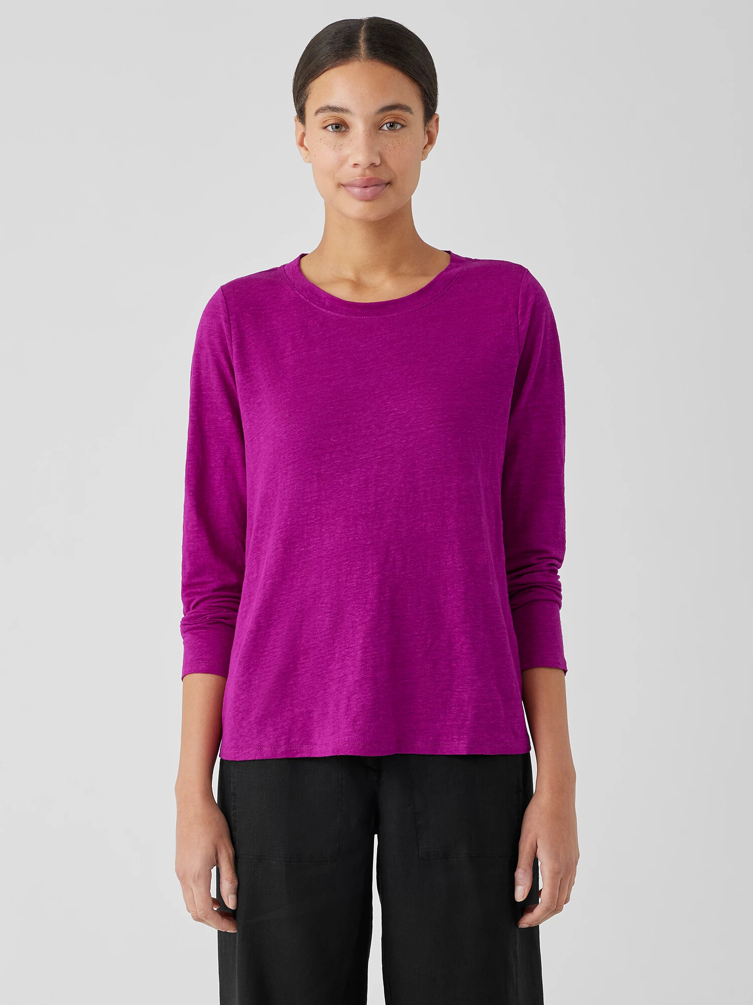 Organic Linen Jersey Crew Neck Top