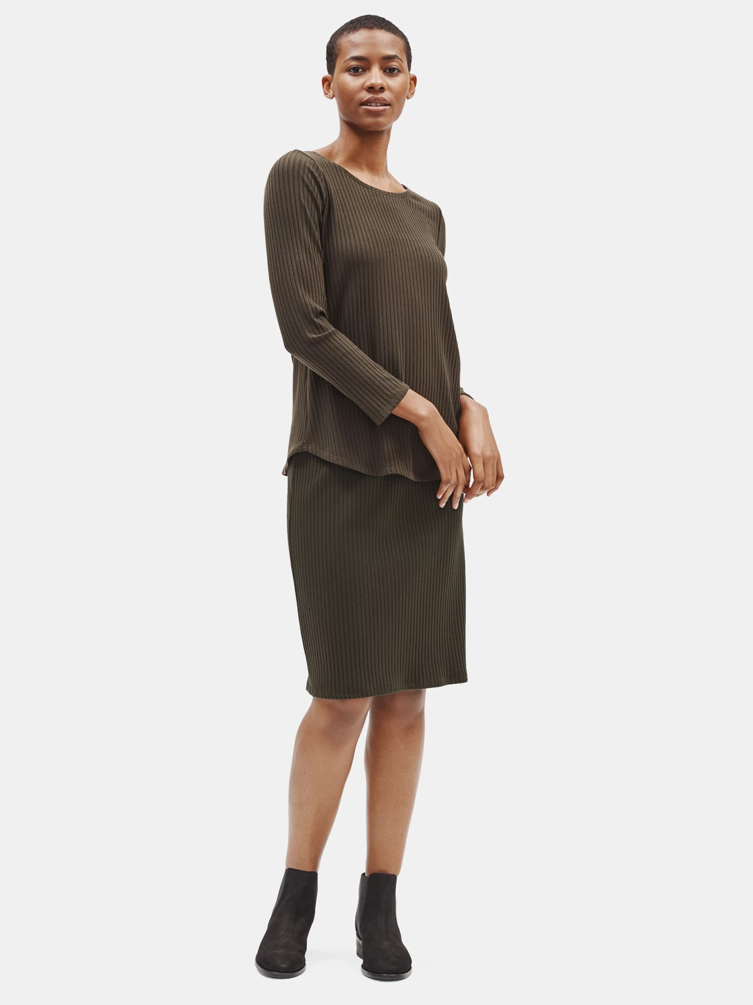 Tencel Stretch Rib Pencil Skirt