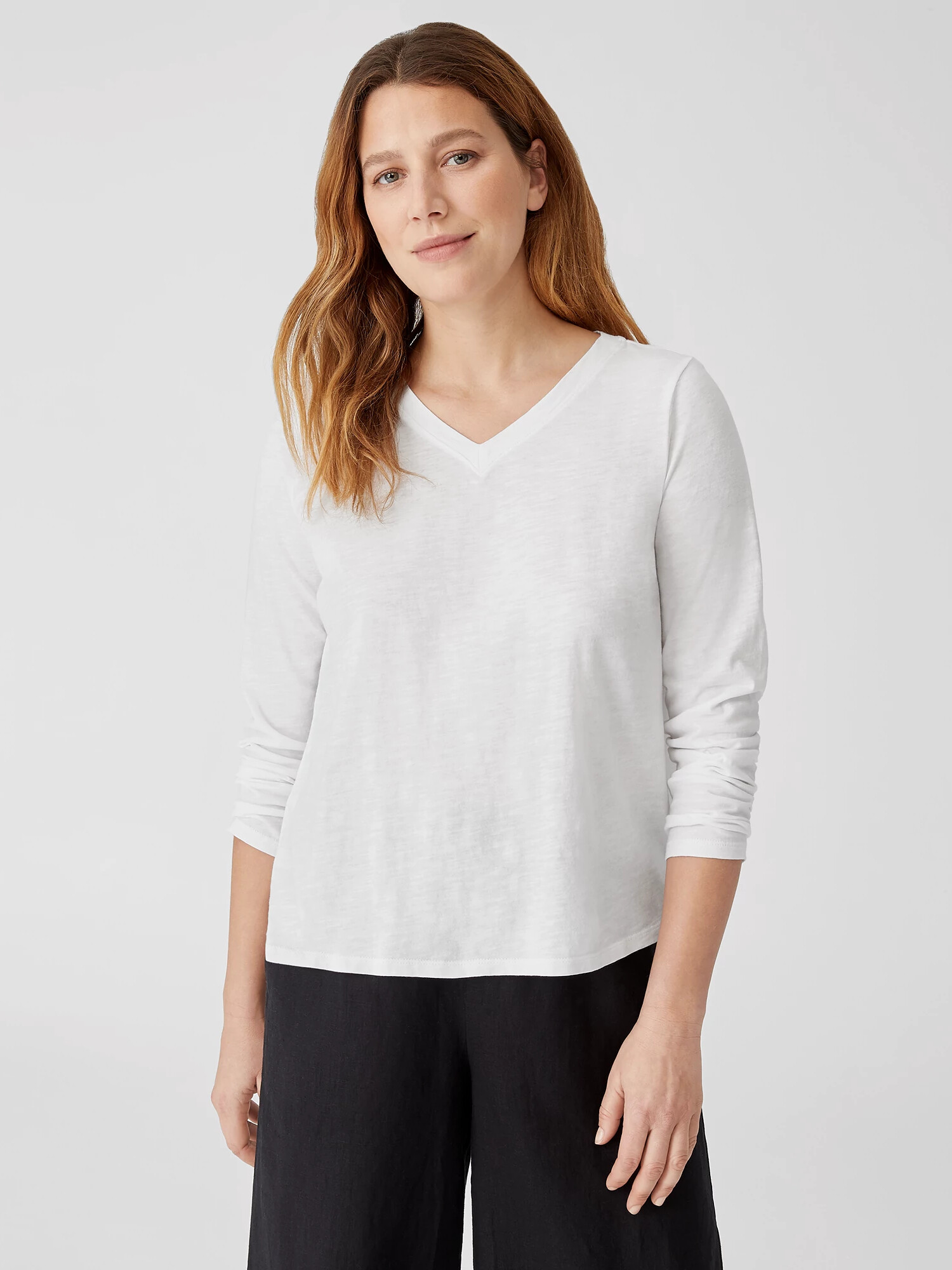 Organic Cotton Slub V-Neck Top