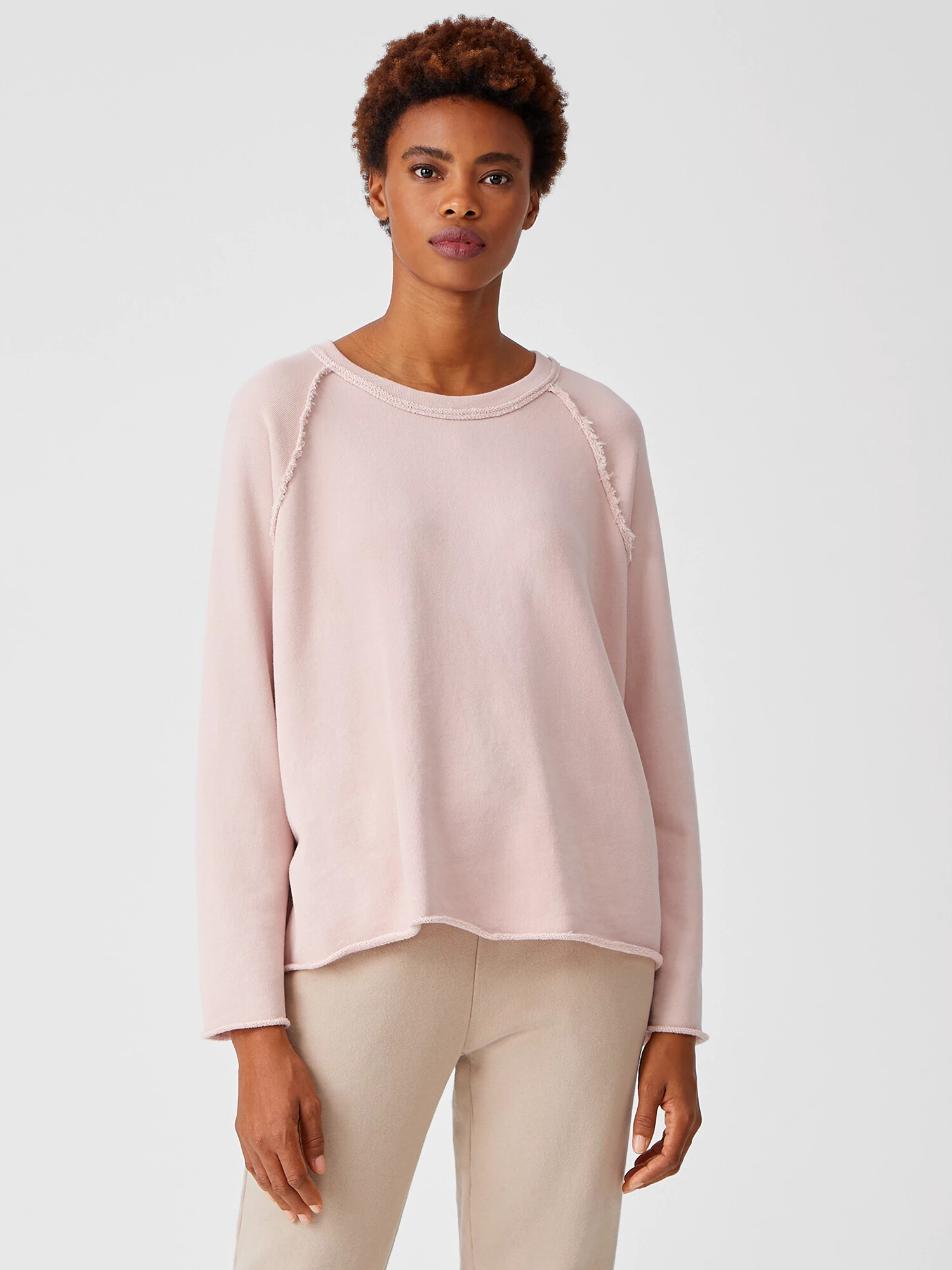 Organic Cotton French Terry Crew Neck Top