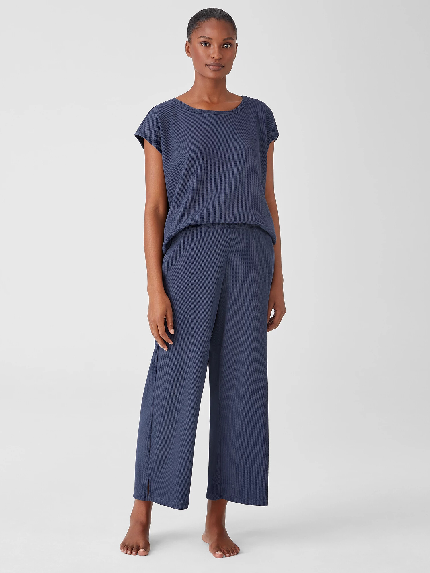 Cozy Organic Cotton Thermal Wide-Leg Pant by EILEEN FISHER