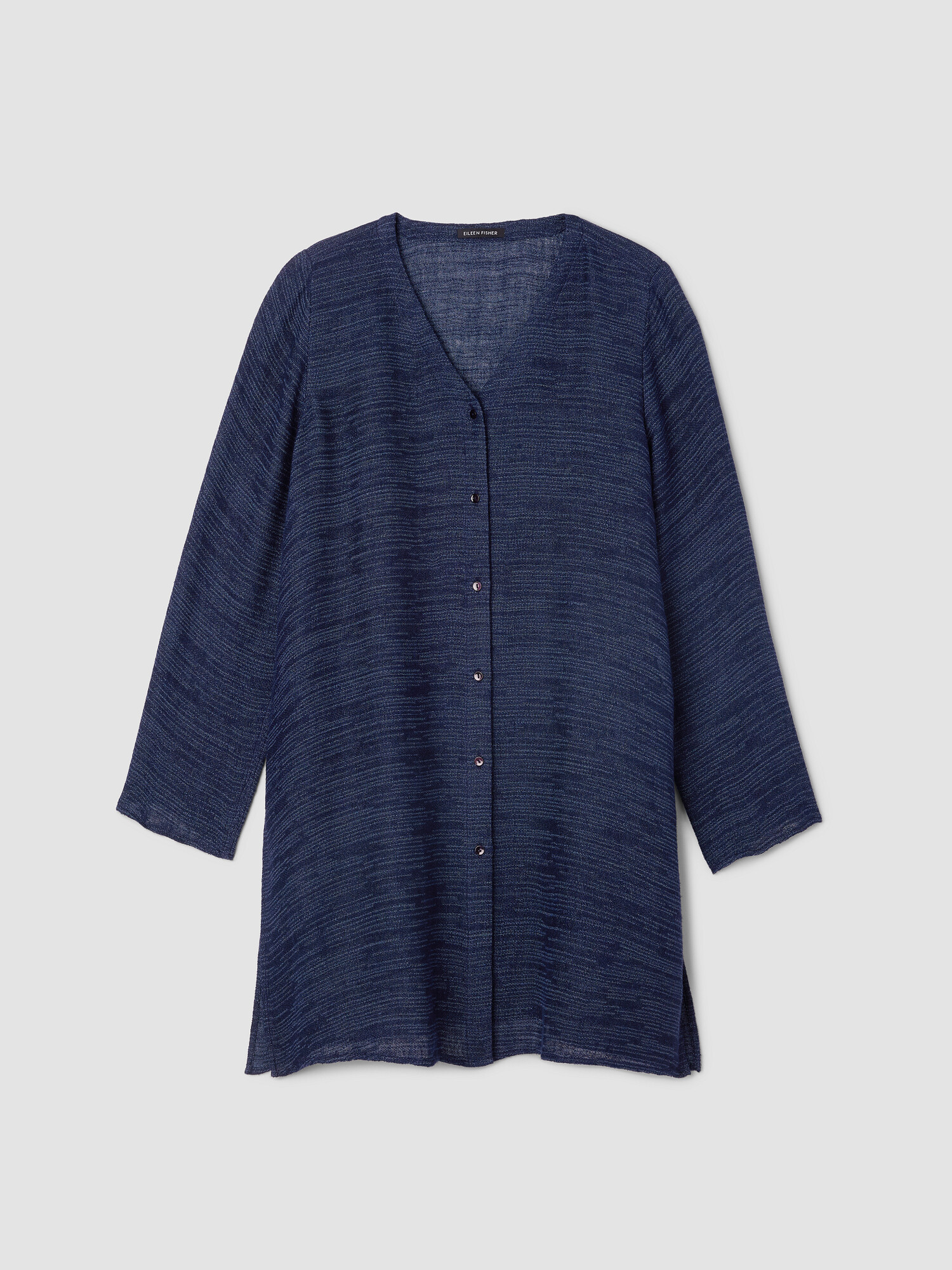 Linen Gauze Strata V-Neck Long Top by EILEEN FISHER