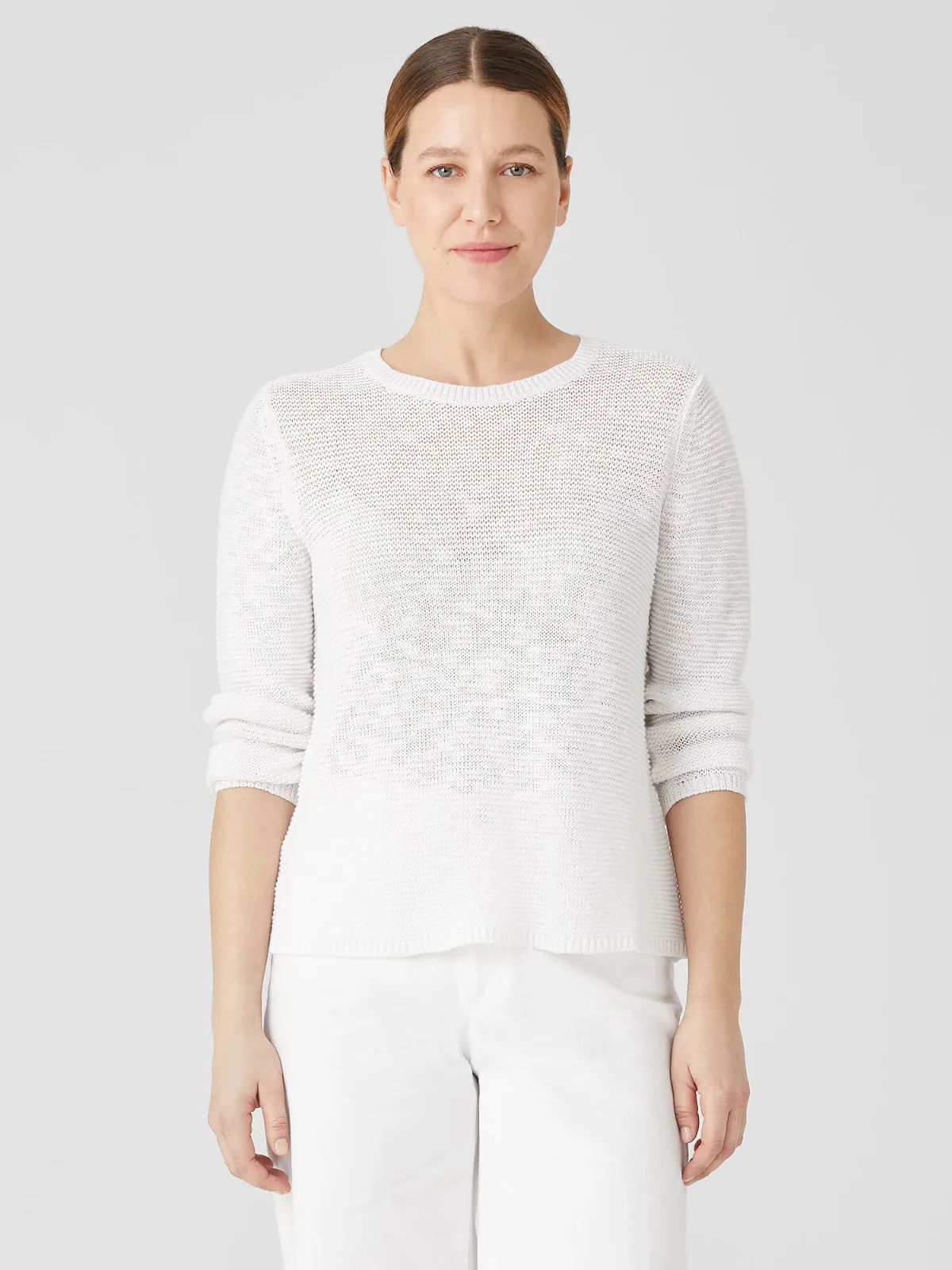 Organic Linen Cotton Crew Neck Top by EILEEN FISHER
