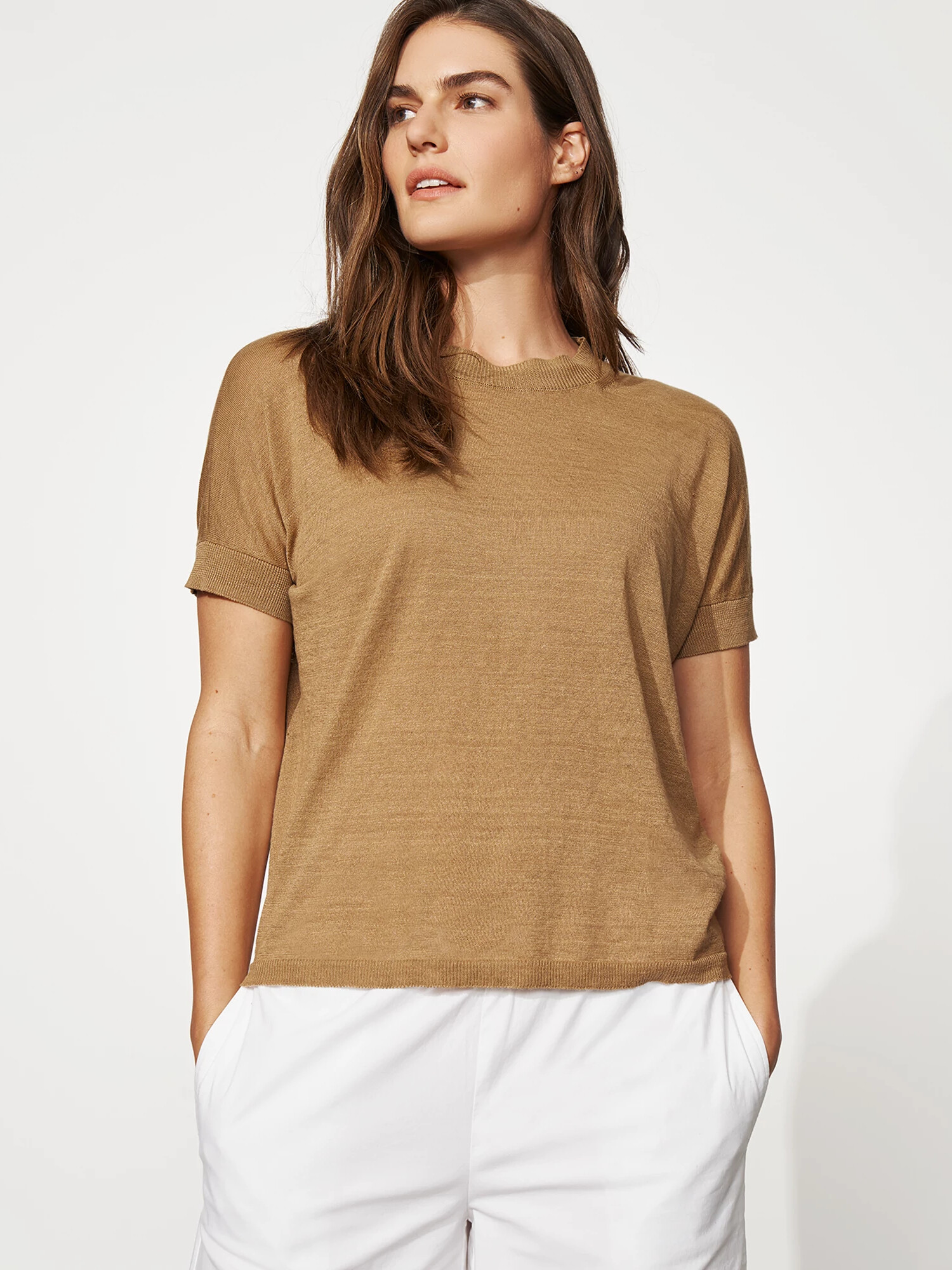 Organic Linen Cotton Crew Neck Top