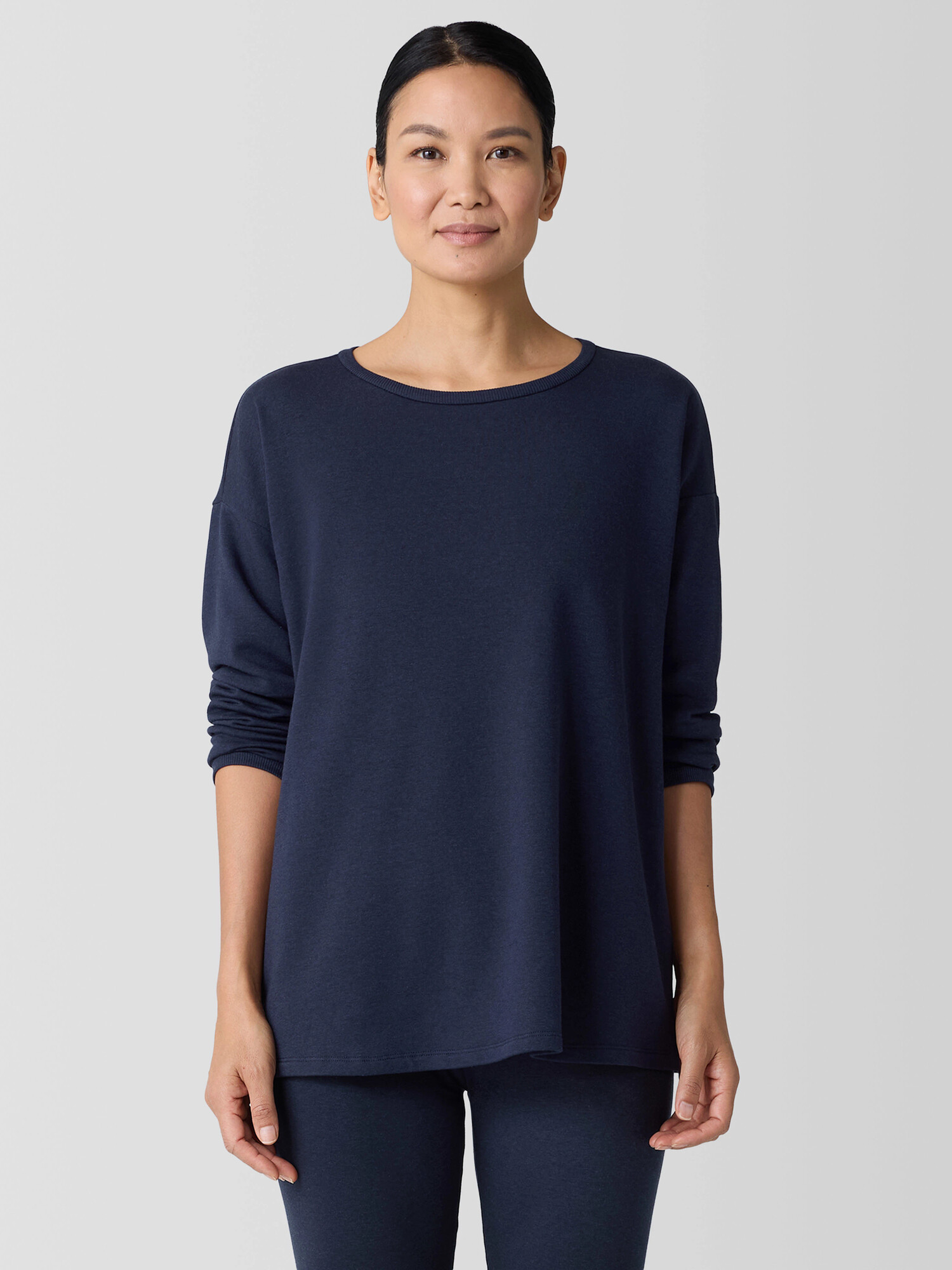 Cozy Brushed Terry Hug Long Box-Top by EILEEN FISHER
