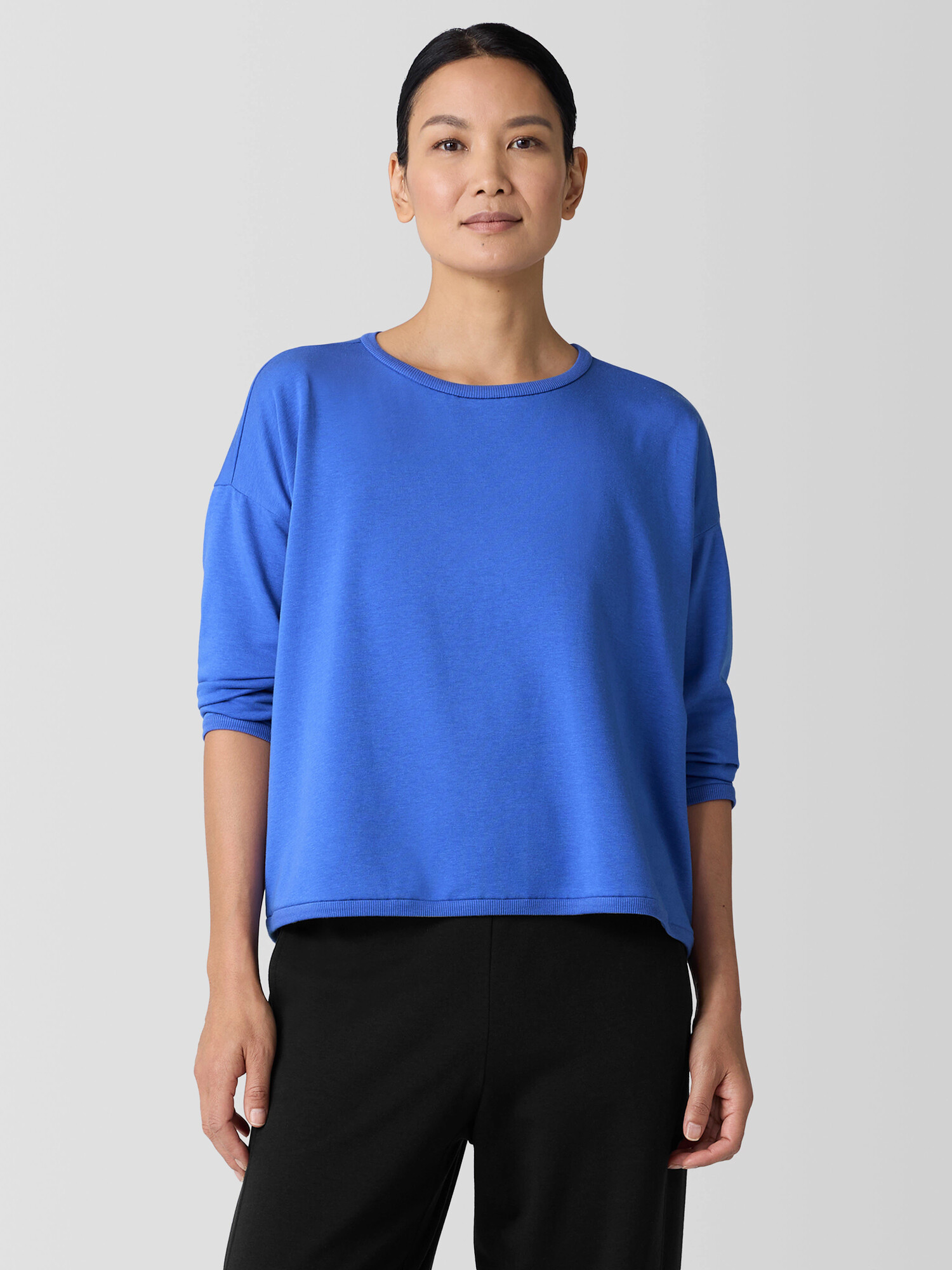 Cozy Brushed Terry Hug Round Neck Box-Top
