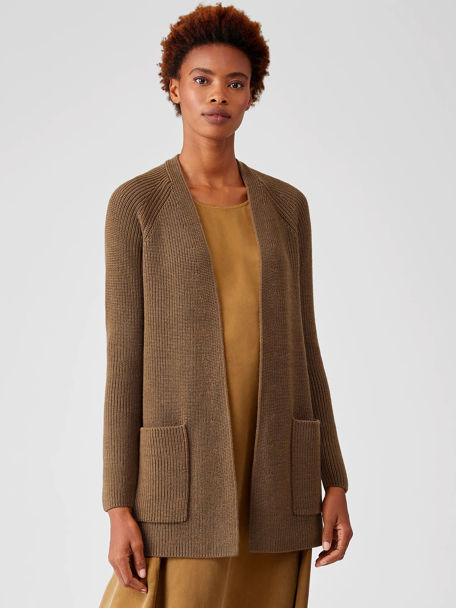 Merino Rib Raglan Cardigan